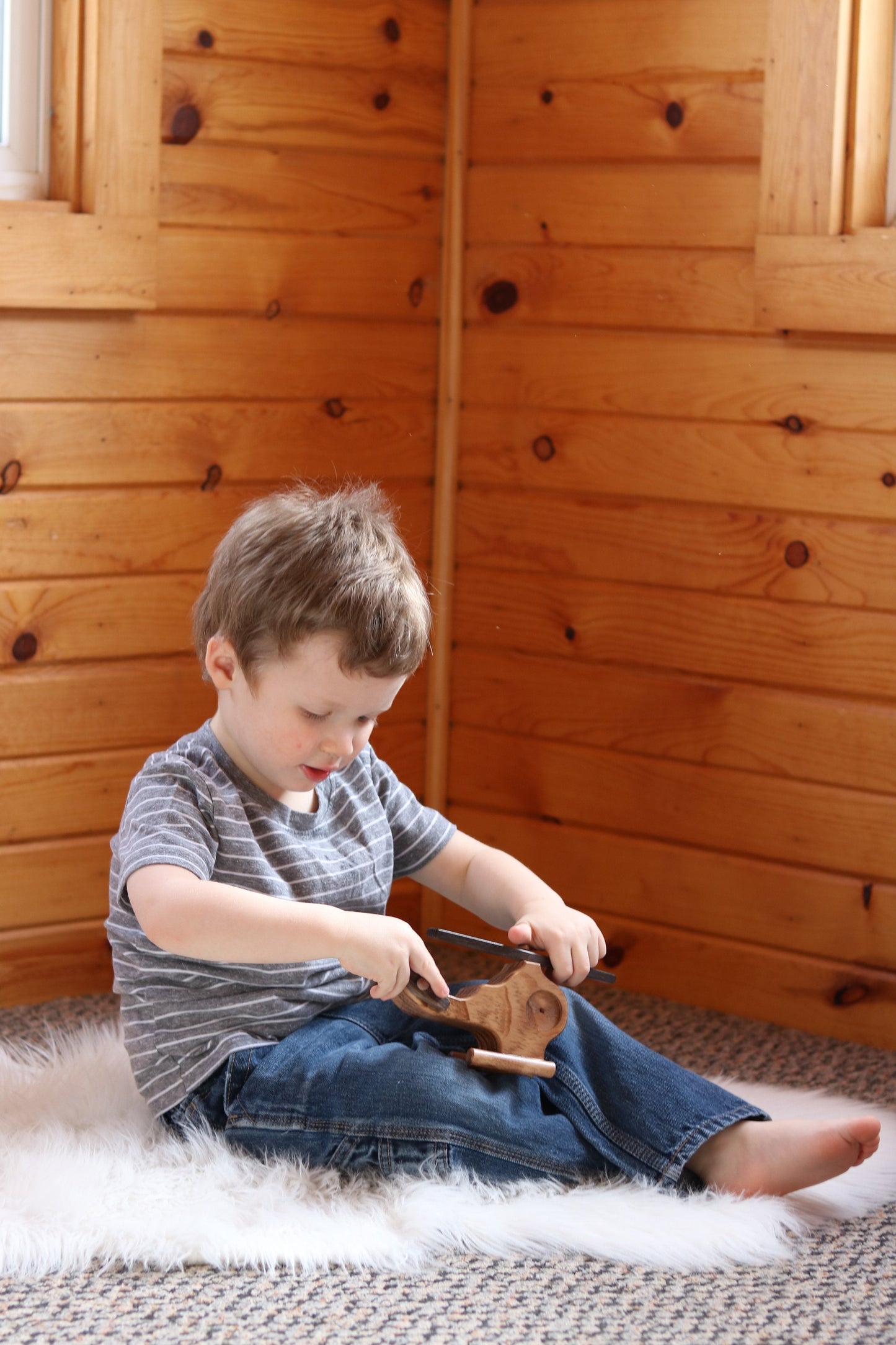 Amish Wooden Helicopter Toy with Spinning Propeller, Child-Safe Finish