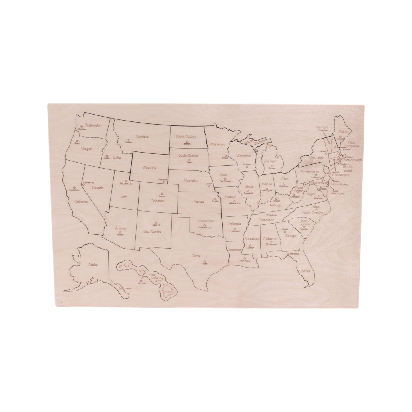 Amish USA States Map Wooden Floor Puzzle with Frame, 20" Wide