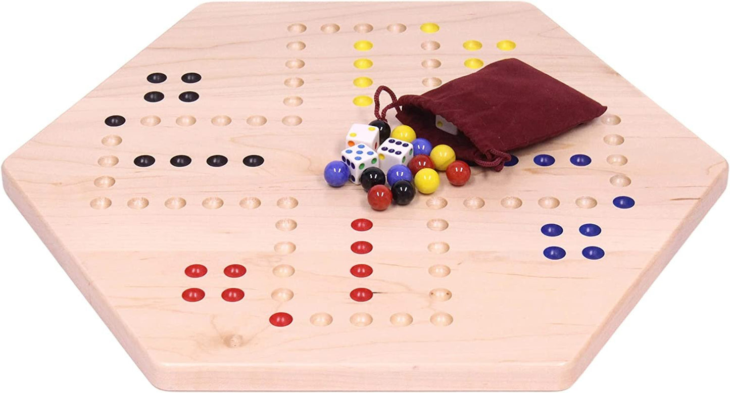 Amish Aggravation Wahoo Marble Board Game, Double-Sided, Hand Painted
