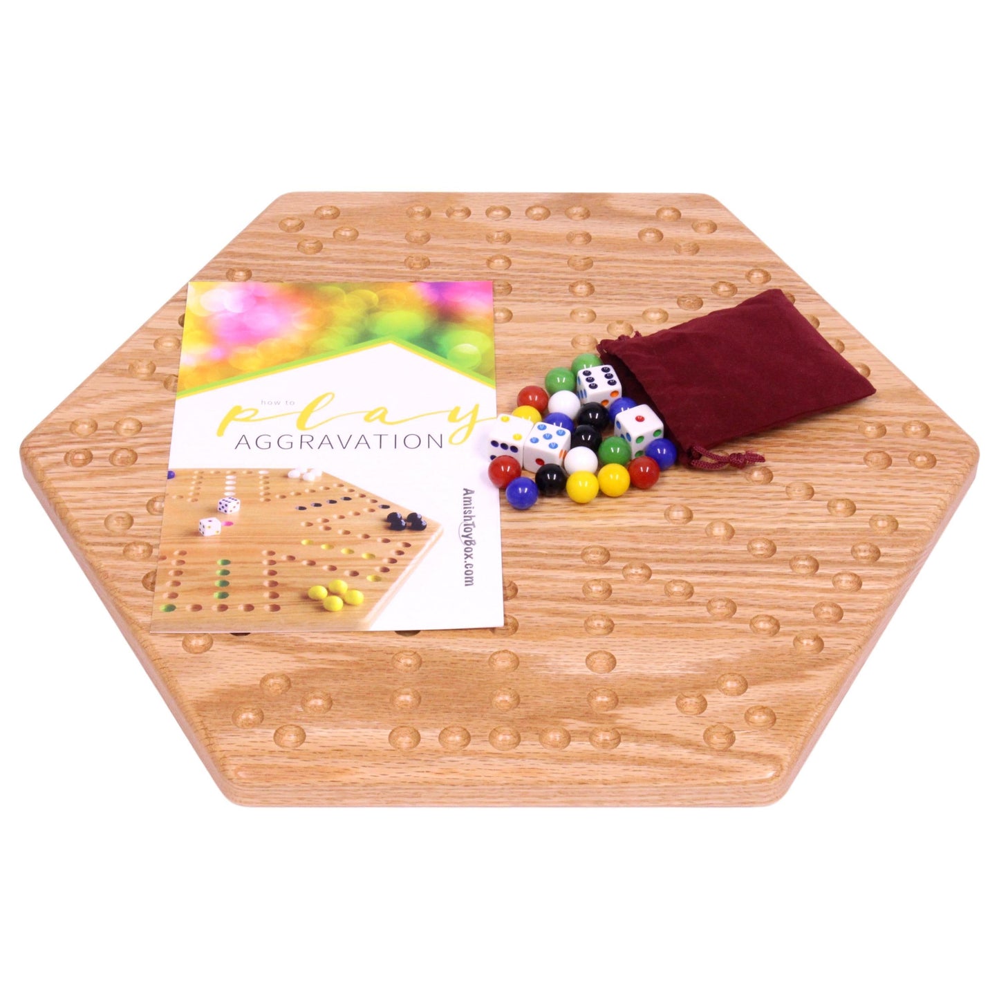 Amish Solid Oak 16" Wide Aggravation Game Board Unpainted Holes Double-sided
