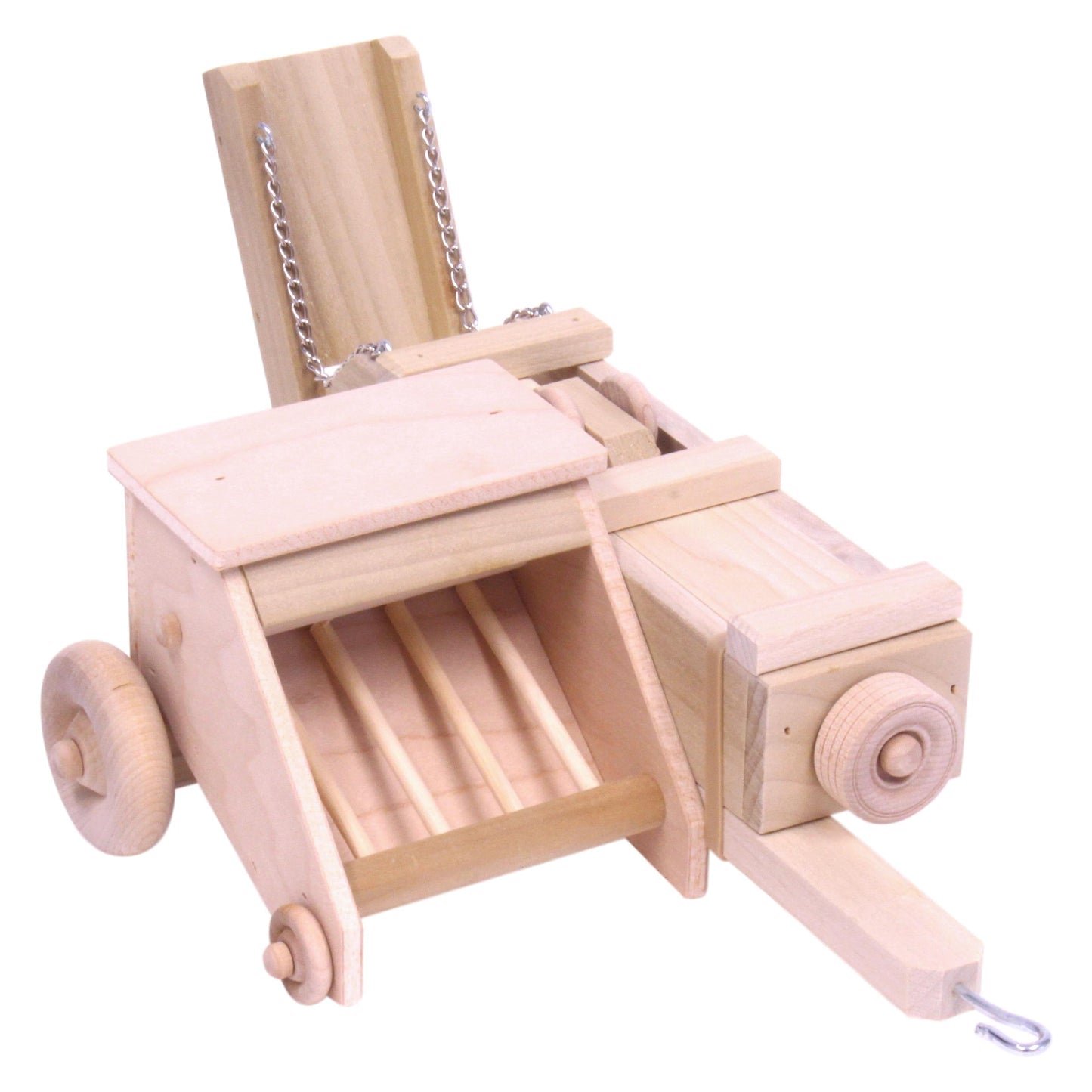 Amish Wooden Hay Baler Toy with Folding Bale Chute