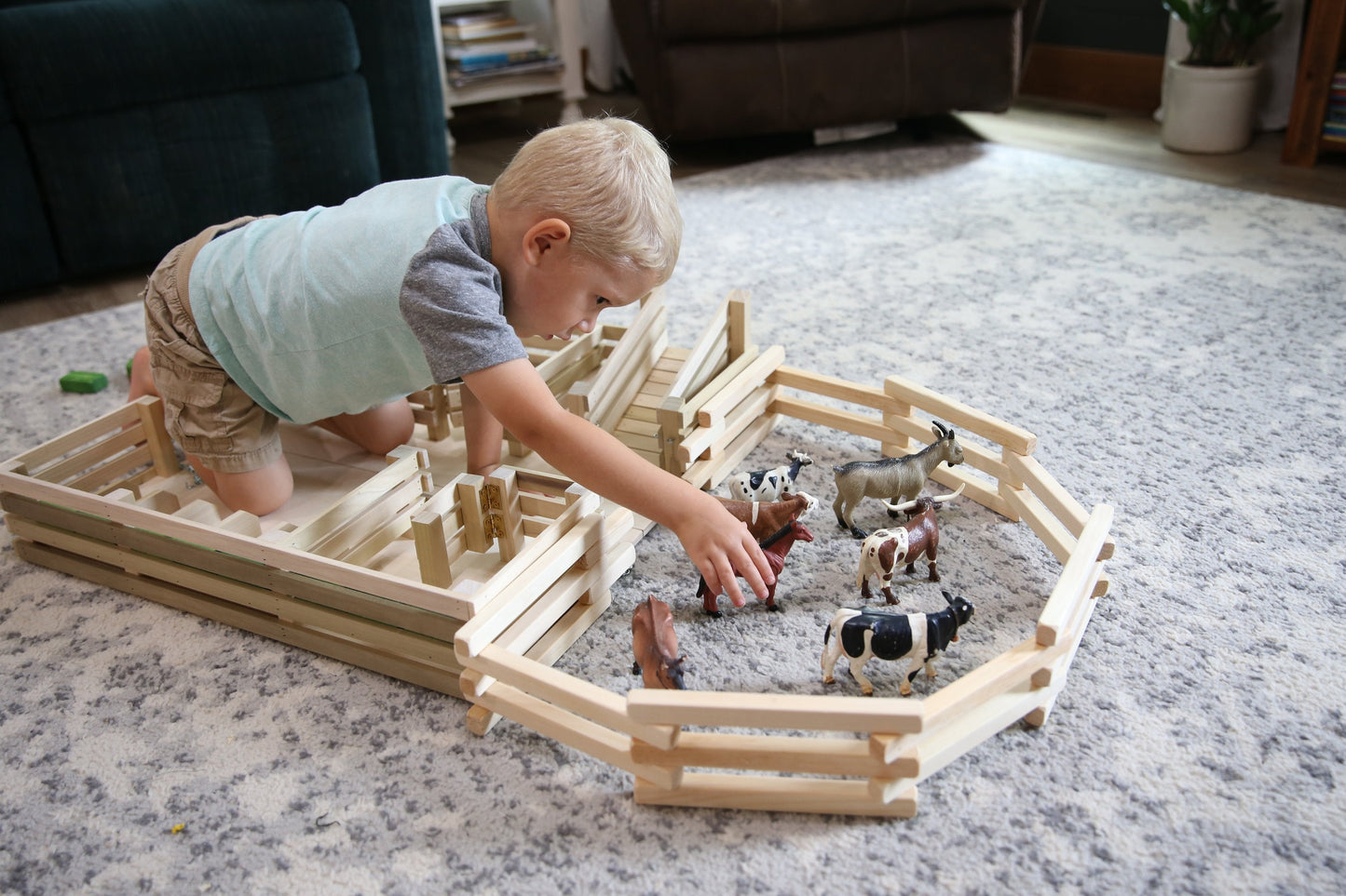 Amish Wooden Folding Stock Yard Farm Toy, Unfinished