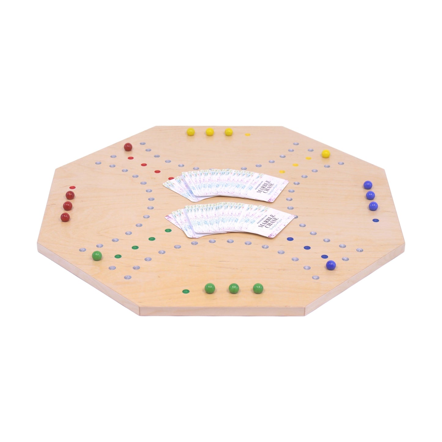 Amish Wooden Marble Chase Game Set - Double-Sided 23" Wide Board