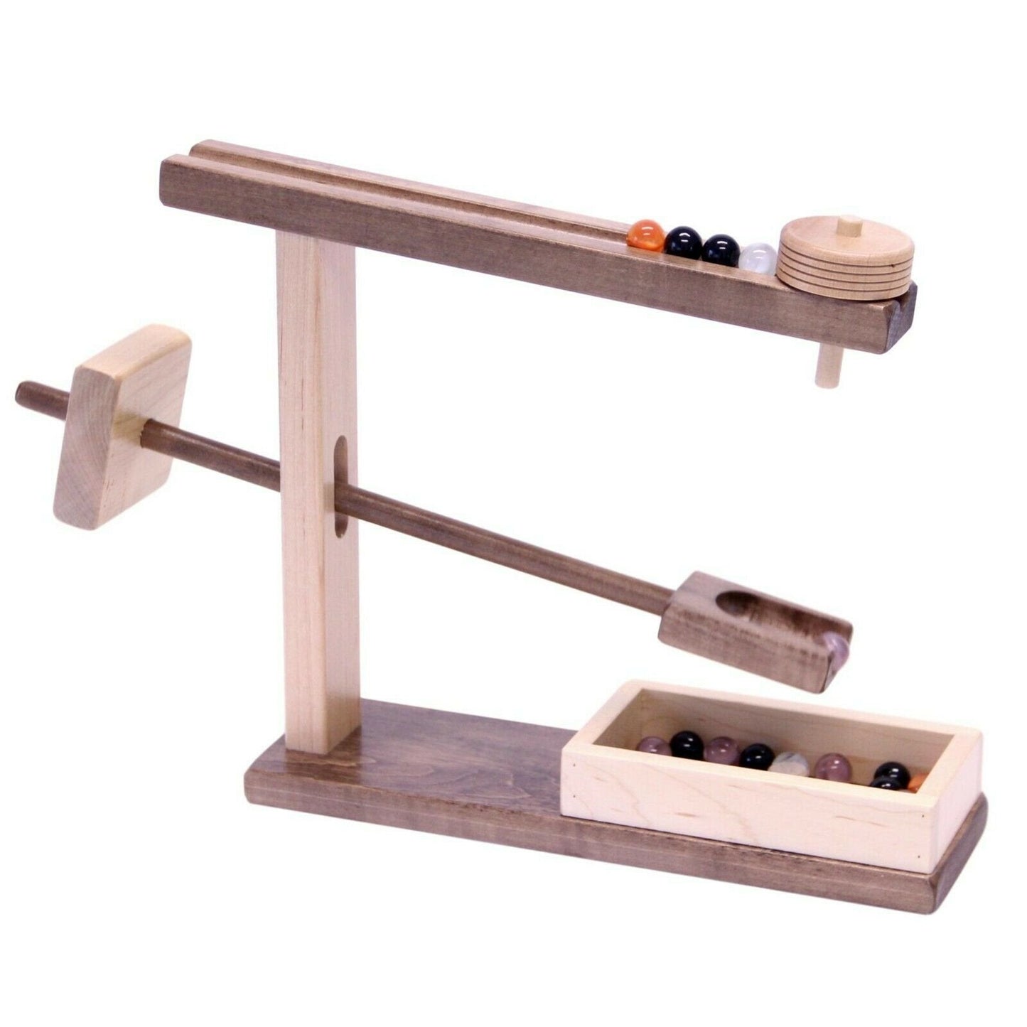 Amish Wooden Marble Roller Machine Toy Child-Safe Maple/Walnut Finish