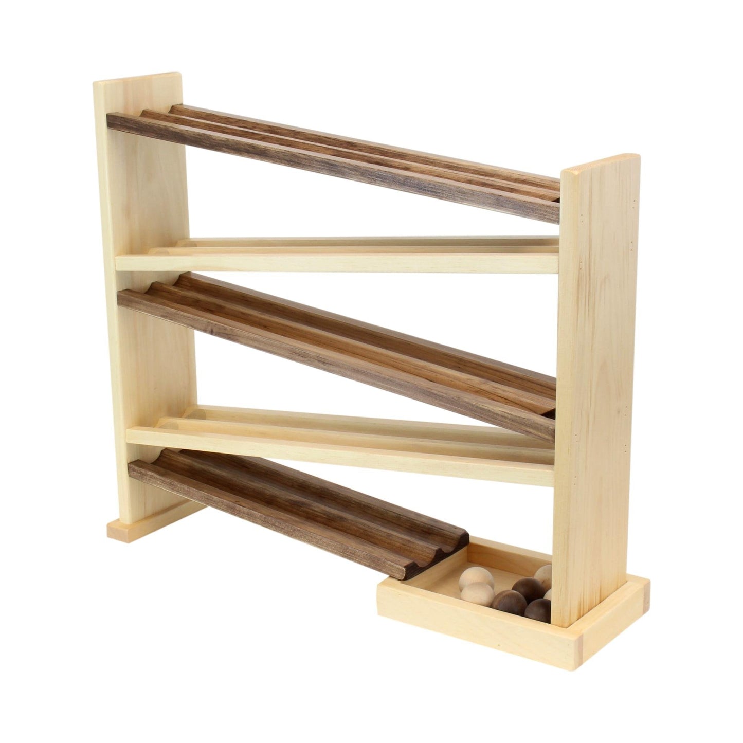 Amish Wooden Ball Roller Racetrack Toy  with 8 Wooden Balls