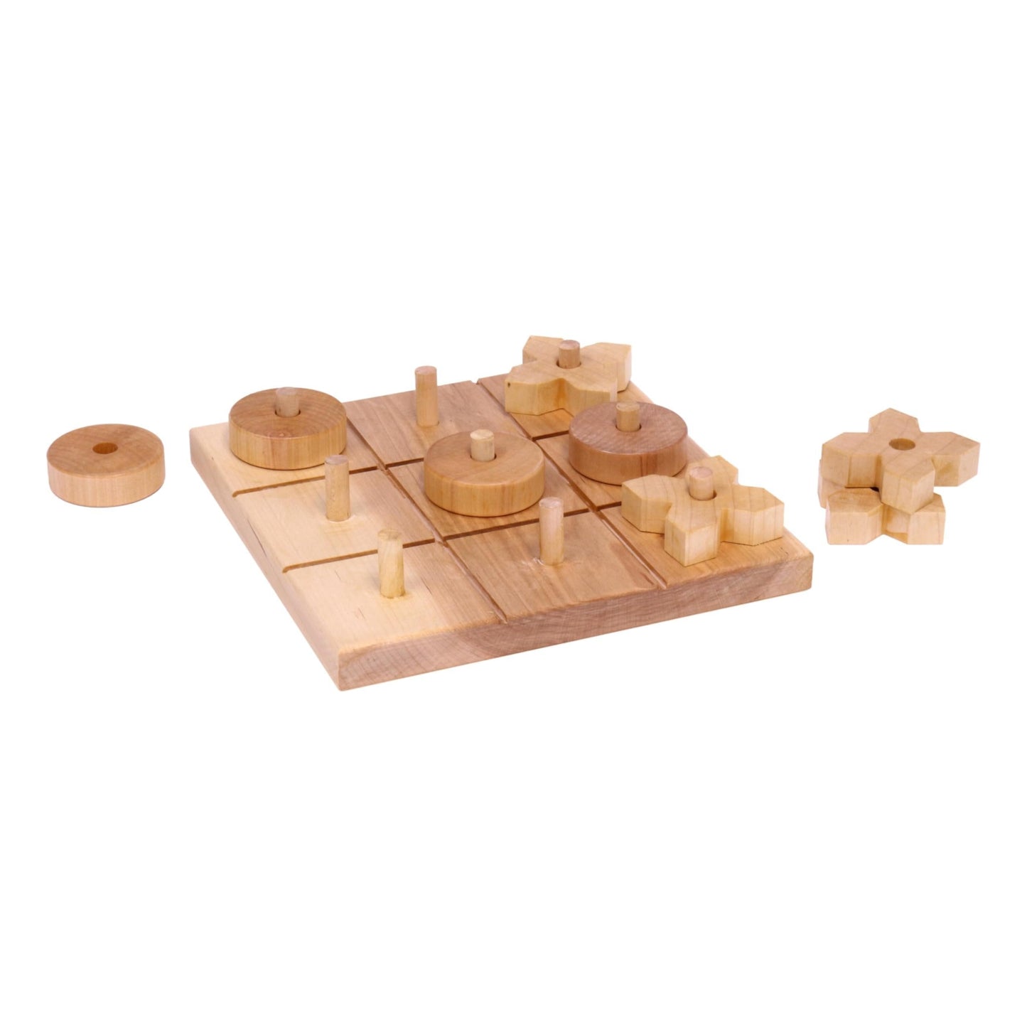 Amish Wooden Tic Tac Toe Game With 8 Wooden X and O Game Pieces,  Made