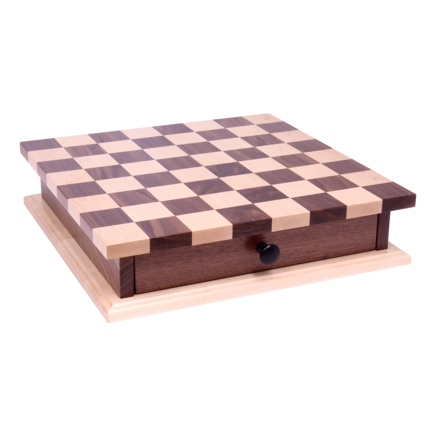 Amish Deluxe Chess/Checkers Wooden Game Board Set - with Pullout Drawer