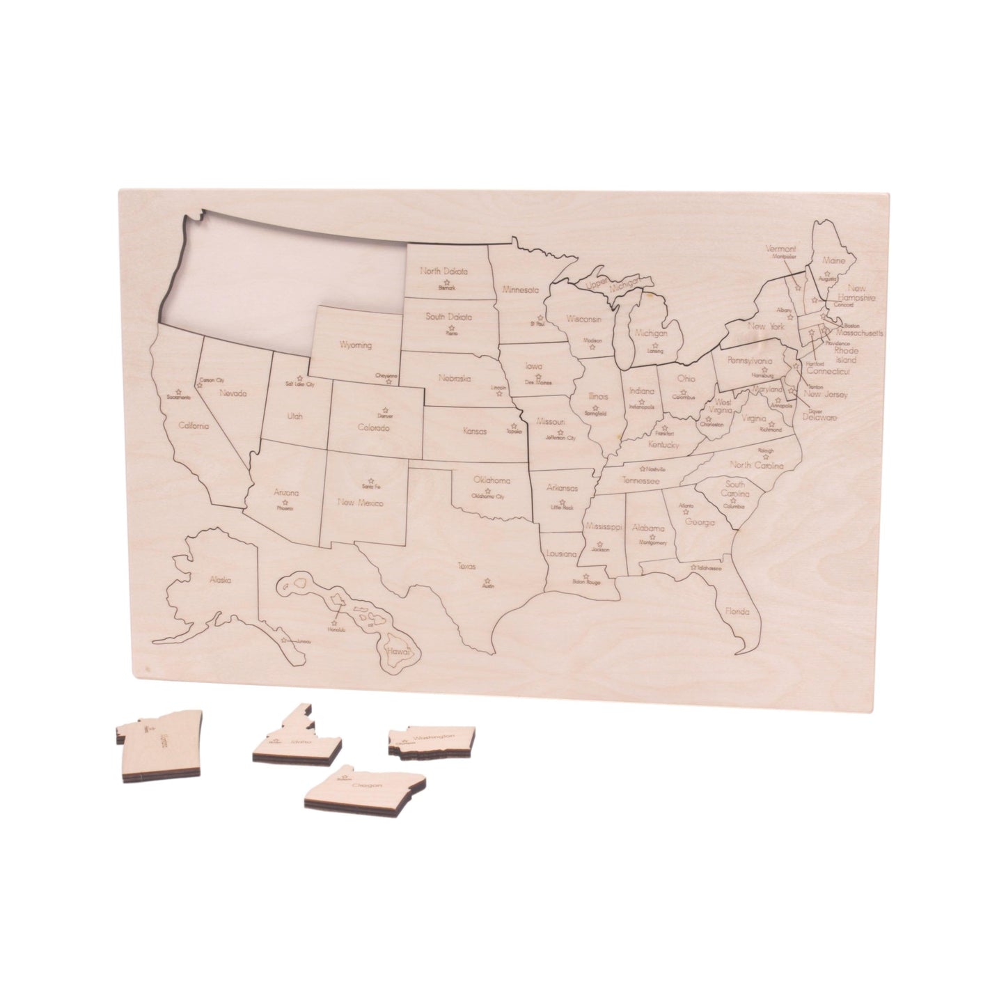 Amish USA States Map Wooden Floor Puzzle with Frame, 20" Wide