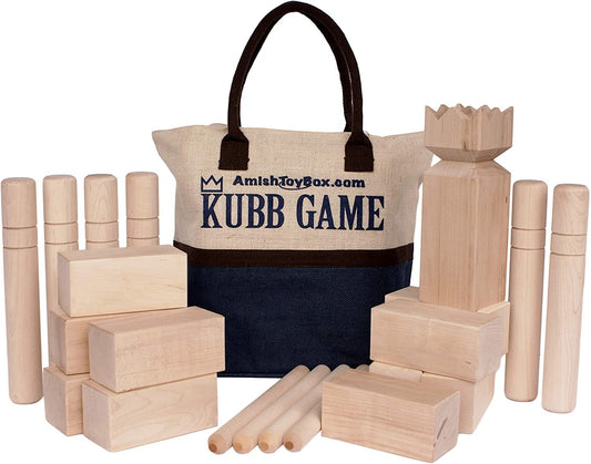 Amish Deluxe Hard Maple Wood Kubb Game Official Size Set