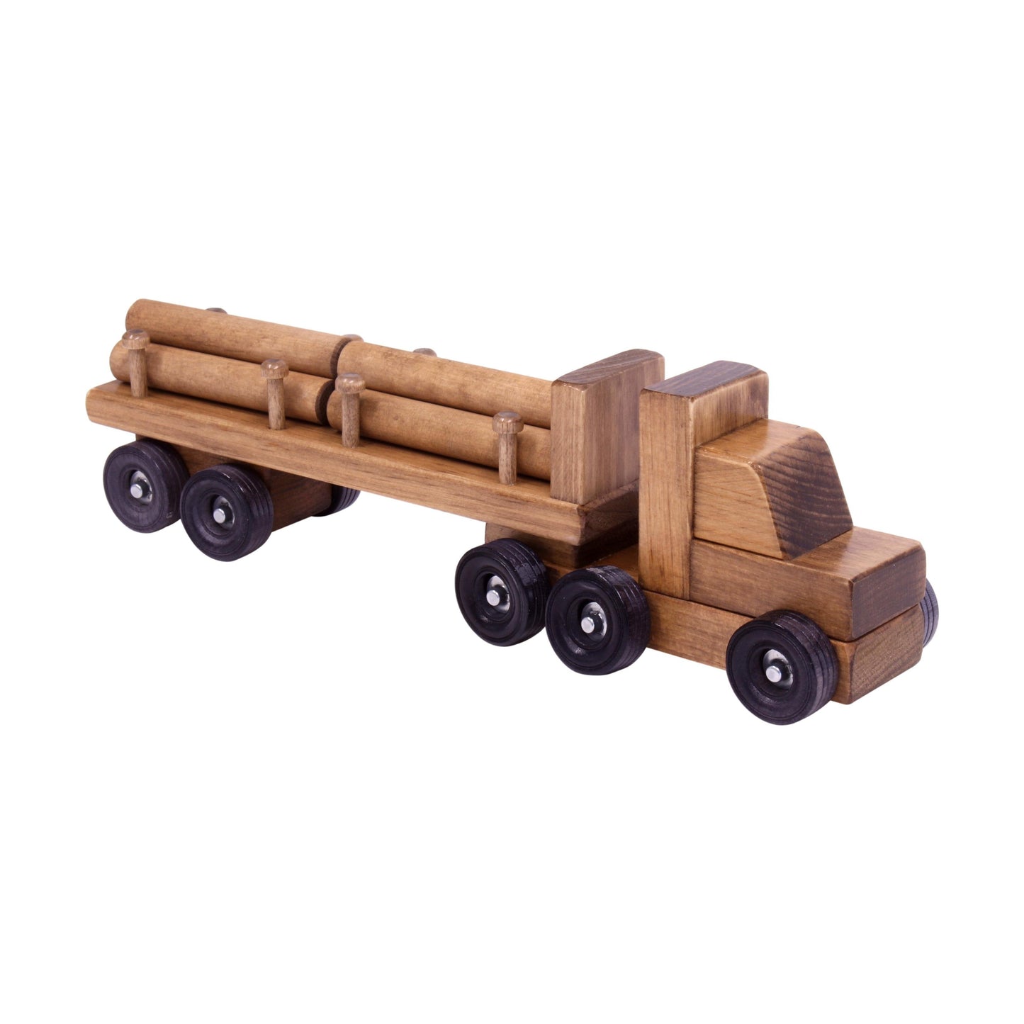 Amish Wooden Log Semi Truck Toy With Removable Logs