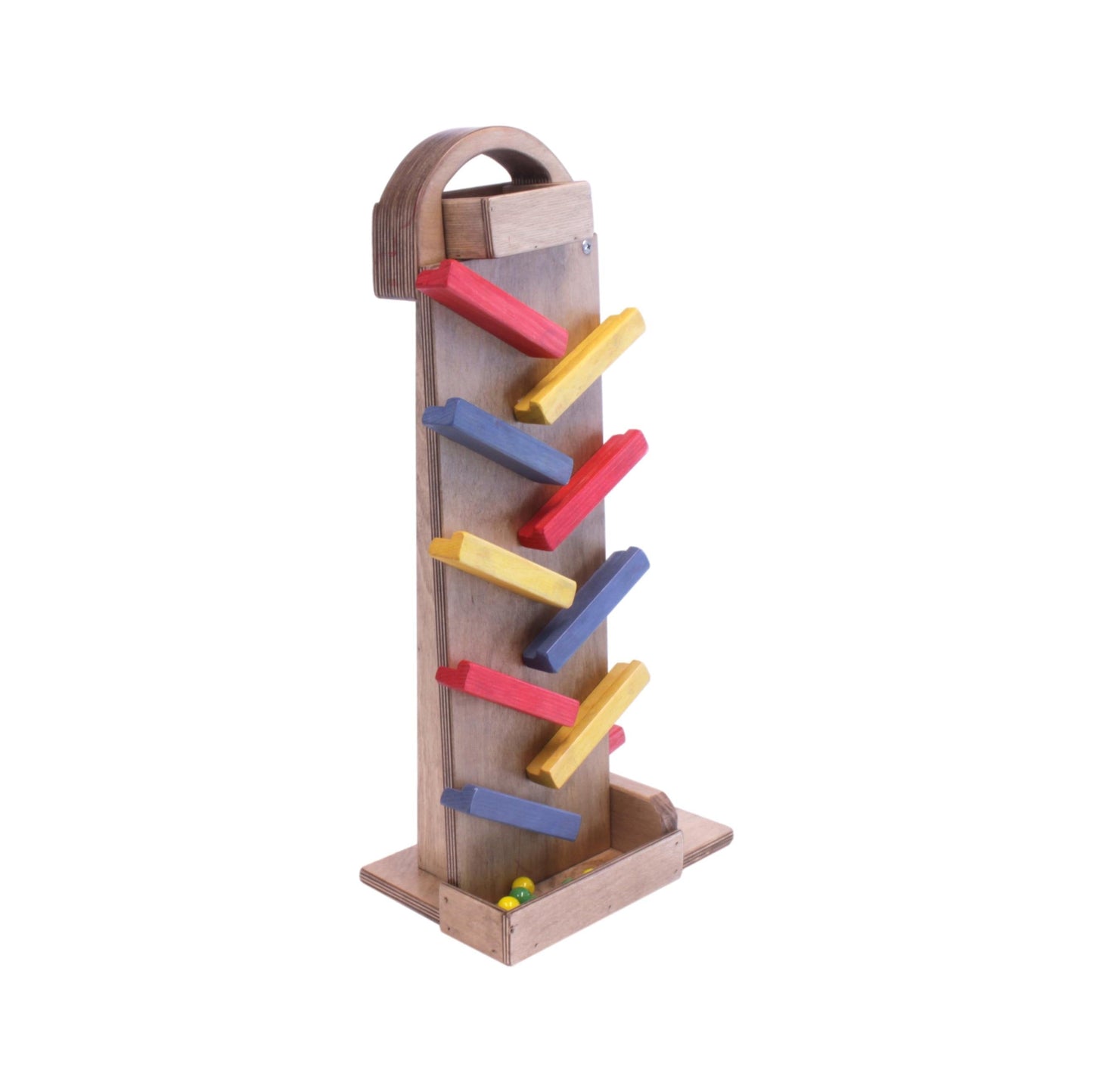 Amish NEW! Wooden Marble Launcher Toy with Glass Marbles