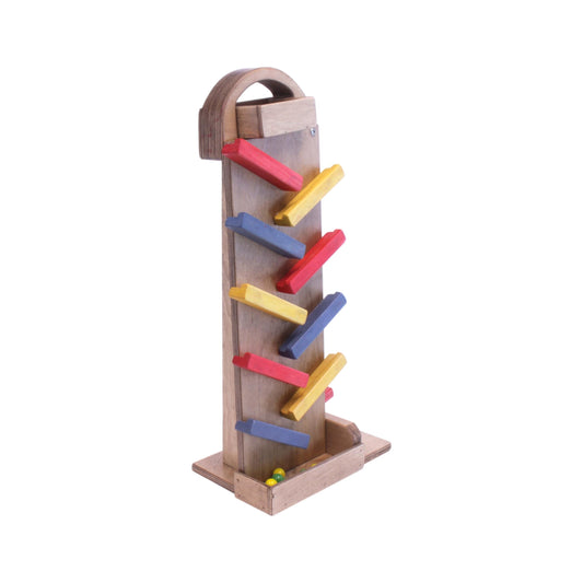 Amish NEW! Wooden Marble Launcher Toy with Glass Marbles