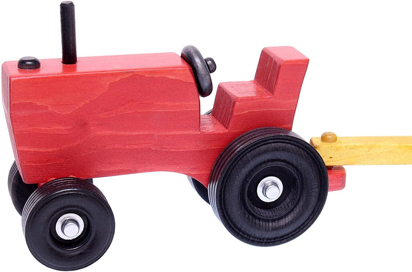Amish Wooden Toy Tractor and Wagon Set with Hay Bales