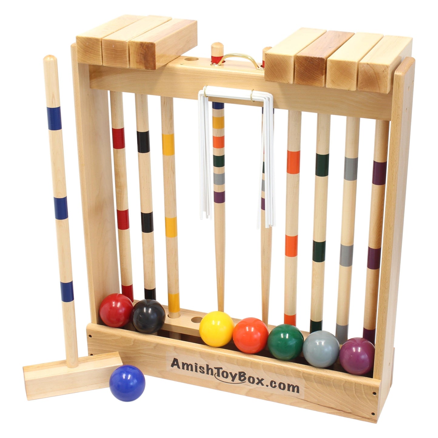 AmishFamily Tradition Croquet Set, 8-Player Wooden Croquet Game