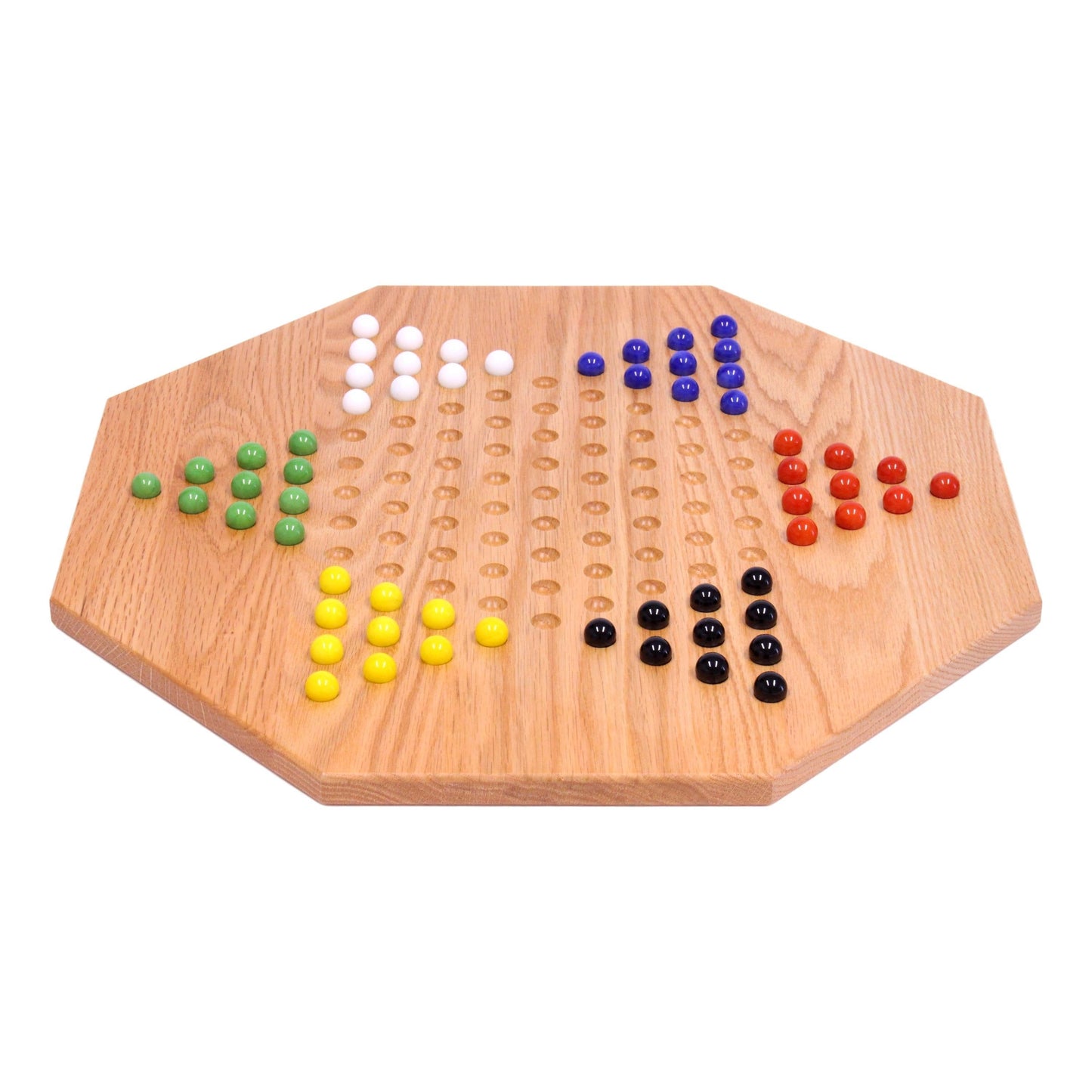 Amish Hand-Painted Oak Wooden Chinese Checkers Board Game 19" Wide