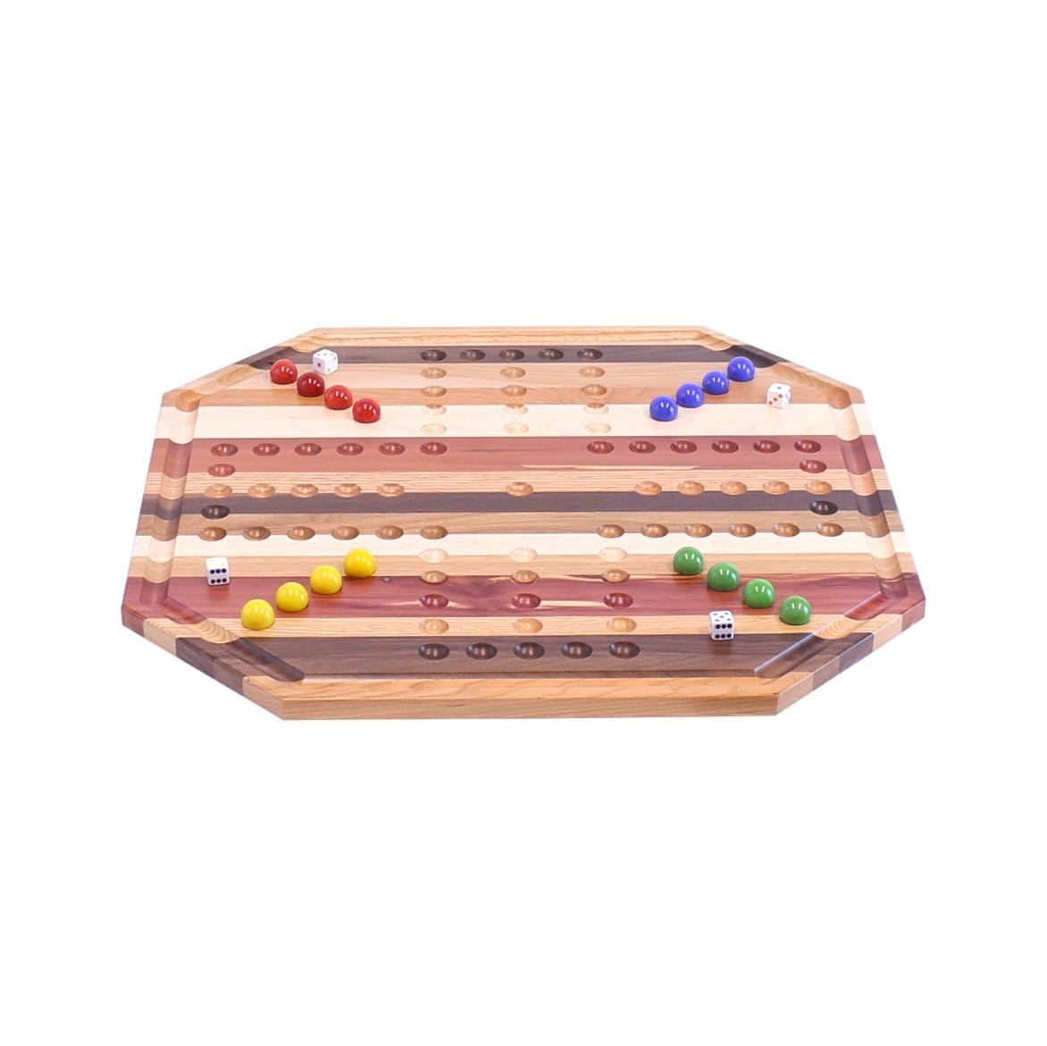 AmishMulti-Wood Aggravation Marble Game Board Set, 24" Wide
