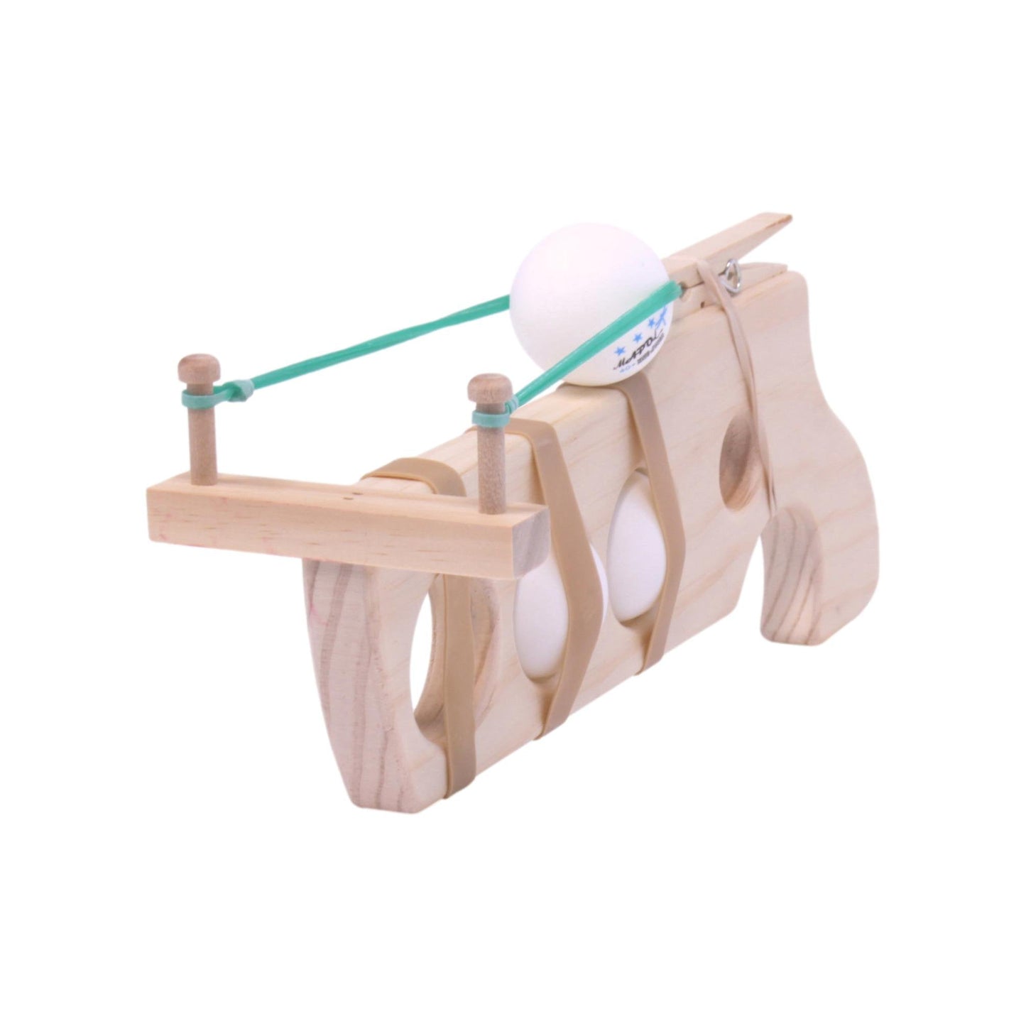 Amish Wooden Ping-Pong Rubberband Gun Toy