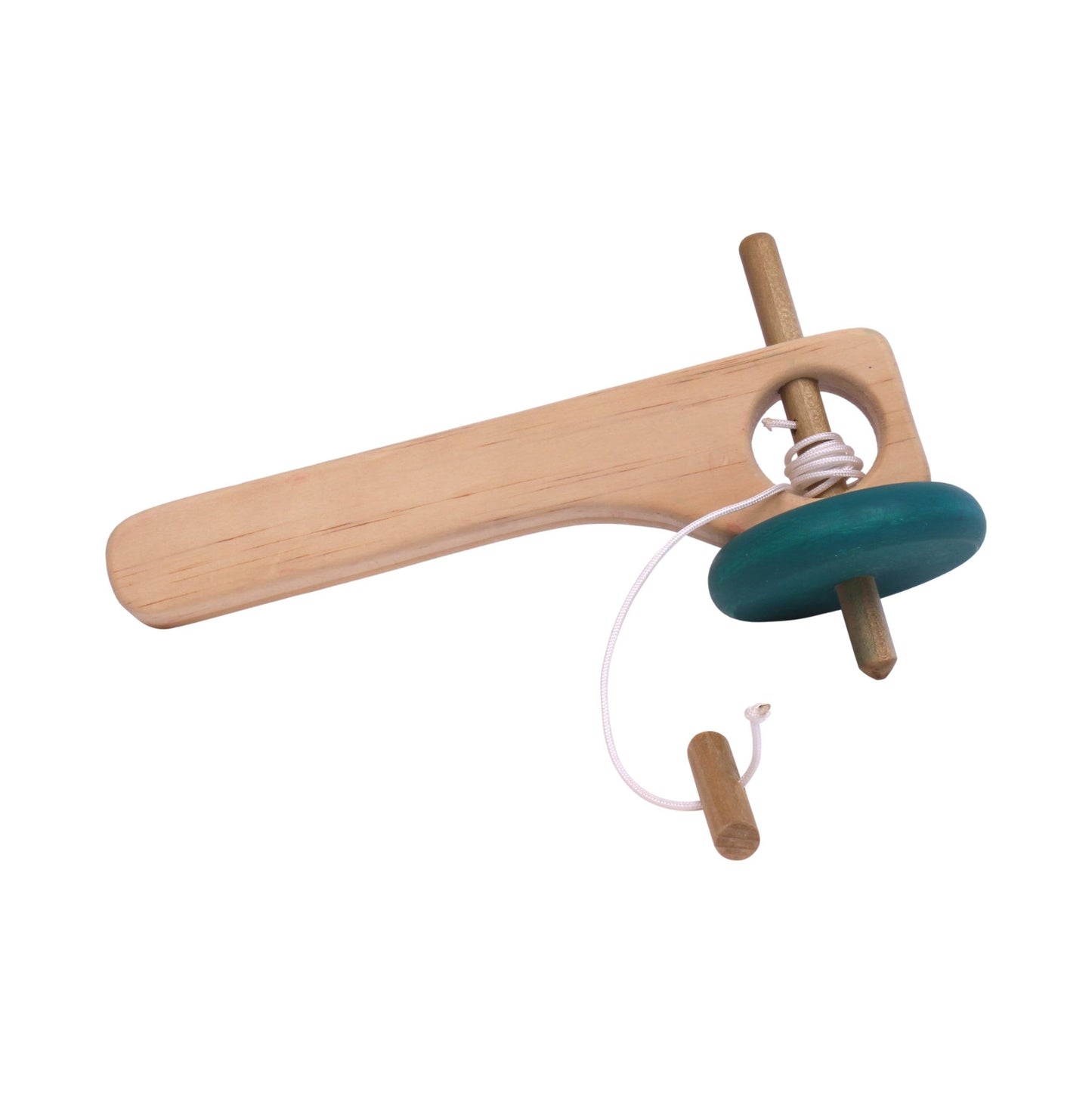 Amish Spinning Wooden Top Toy with Handle and Pull String