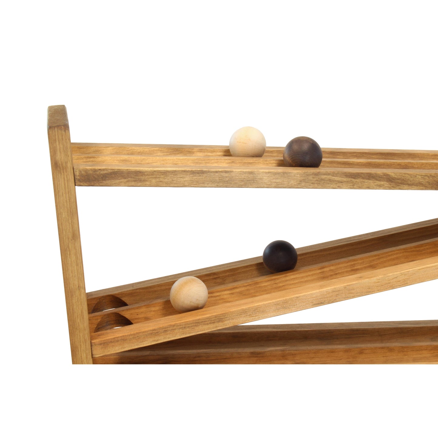 Amish Wooden Ball Roller Racetrack Toy  with 8 Wooden Balls