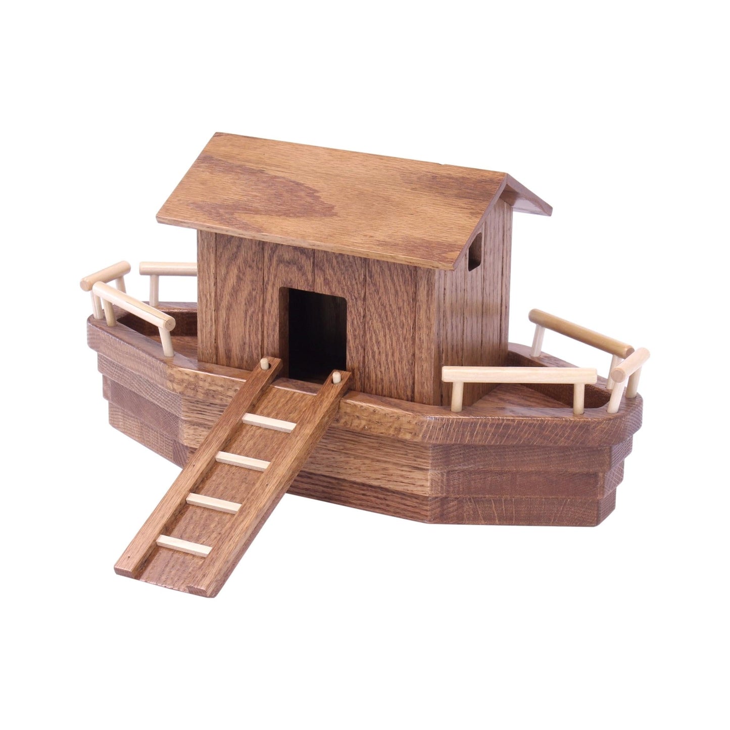 Amish Noah's Ark Wooden Playset with 13 Animals, Removable Roof and Ramp