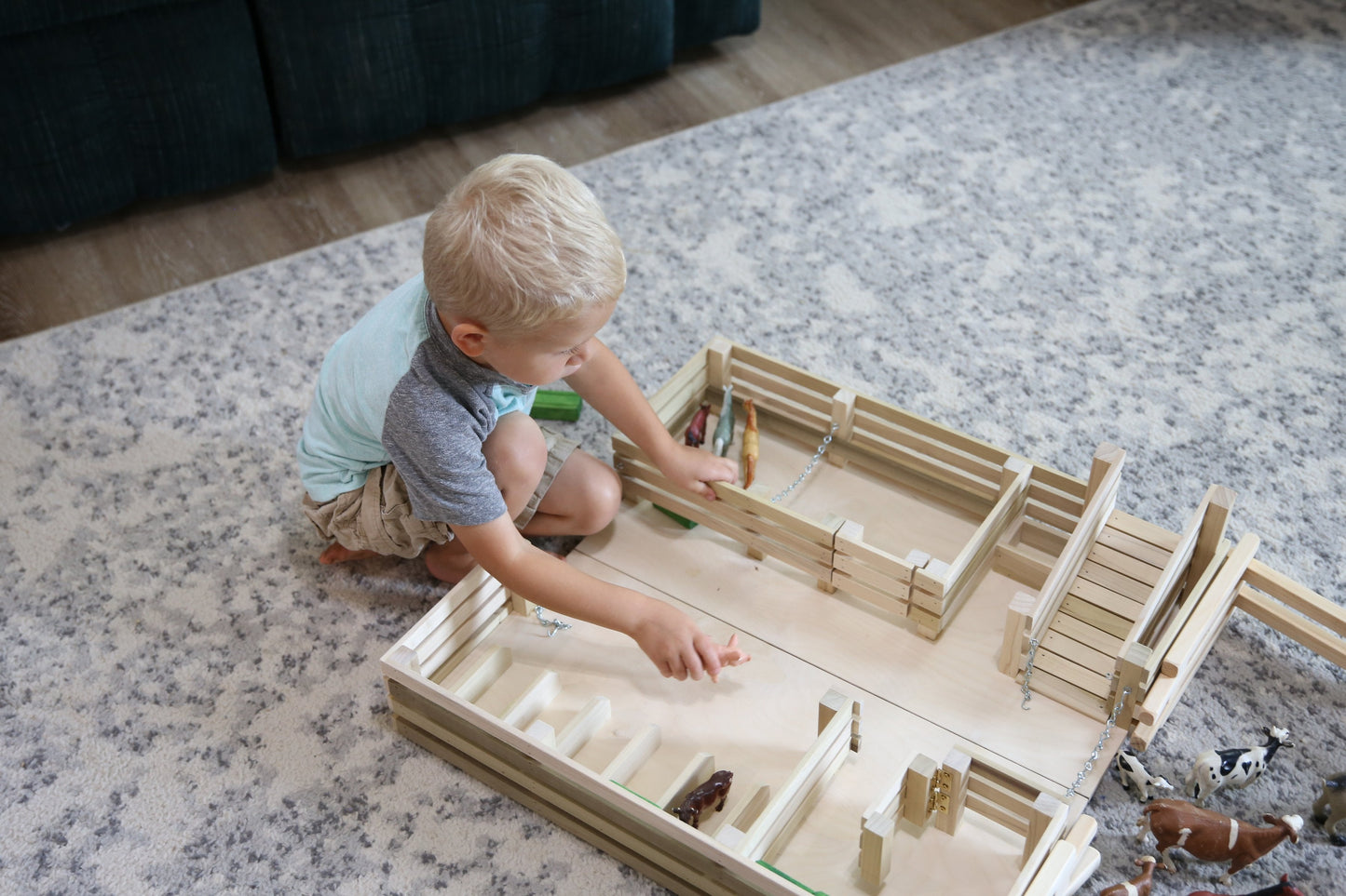 Amish Wooden Folding Stock Yard Farm Toy, Unfinished