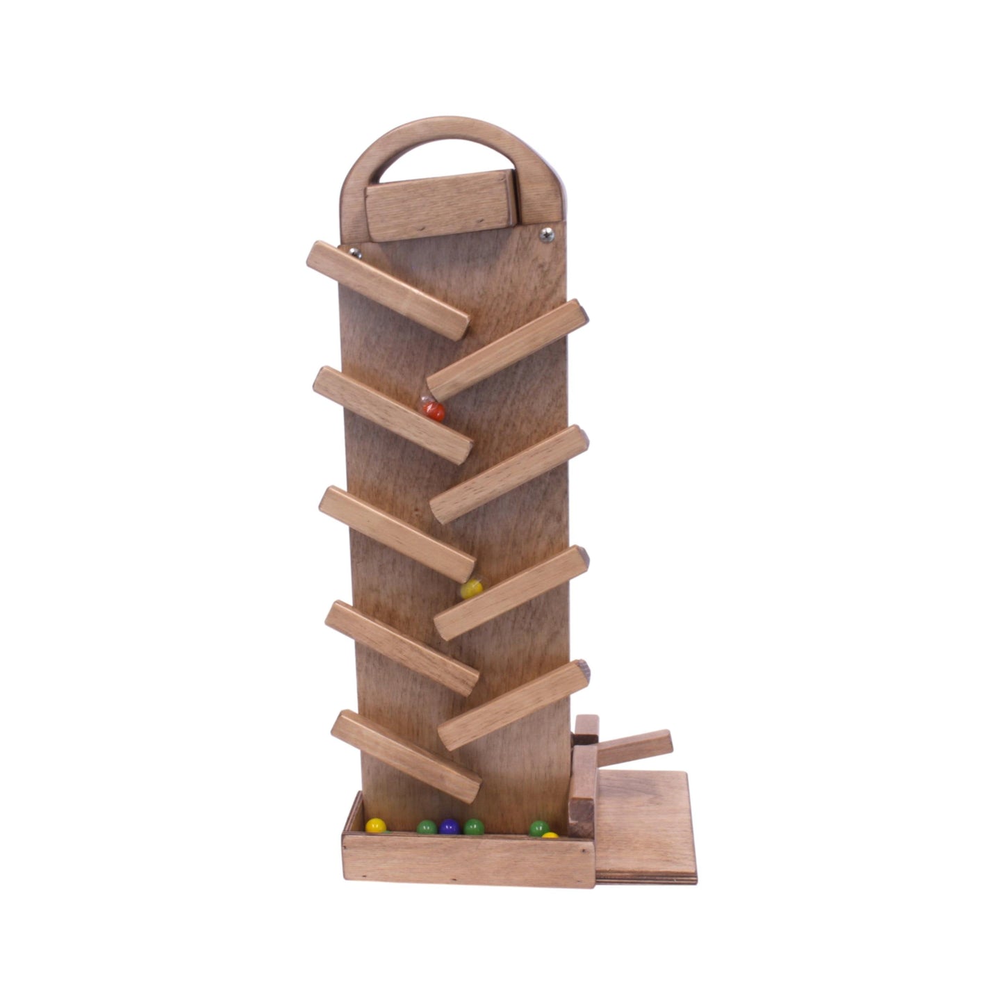 Amish NEW! Wooden Marble Launcher Toy with Glass Marbles