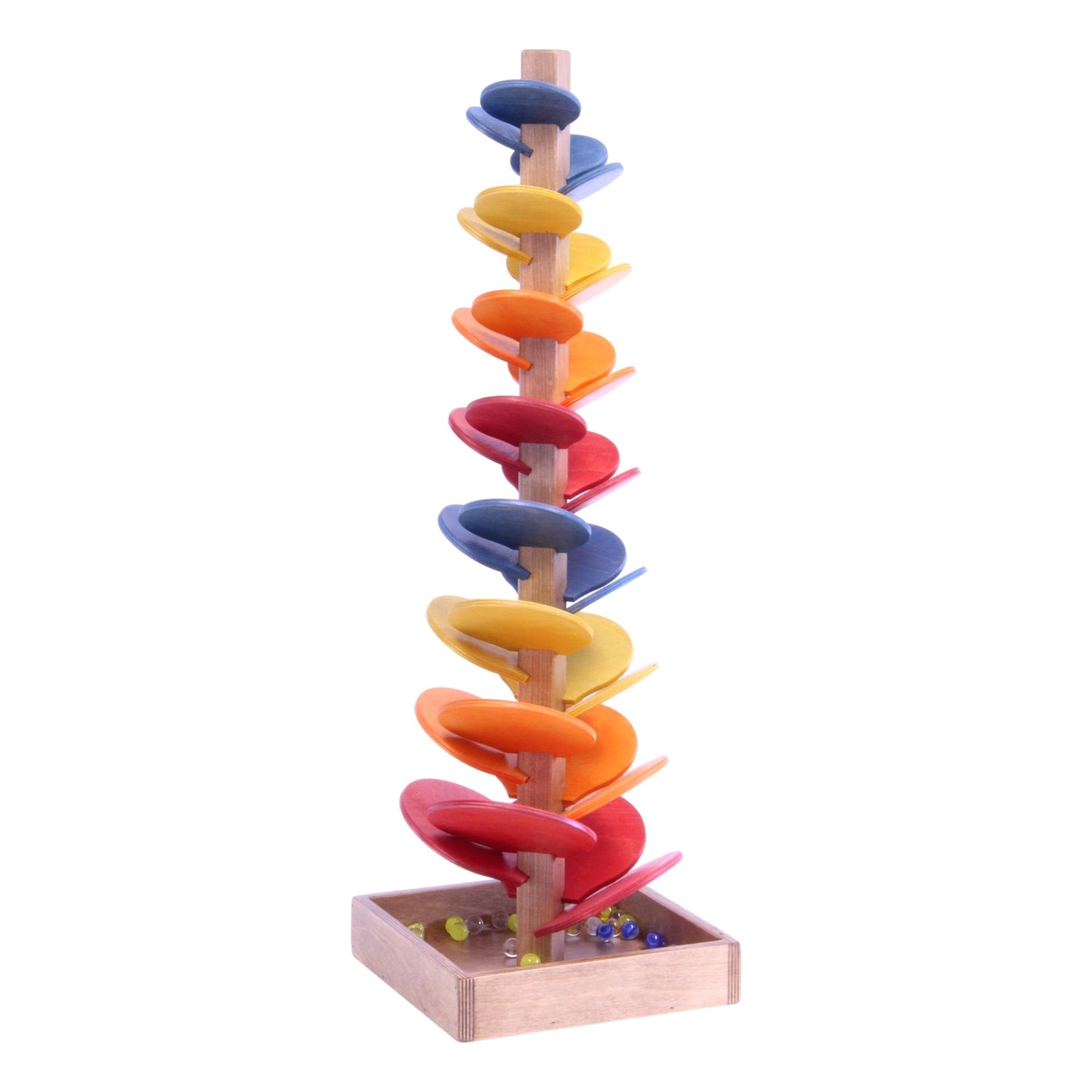 AmishMarble Tree Wooden Toy - Child-Safe Finish - Pack of Marbles Included
