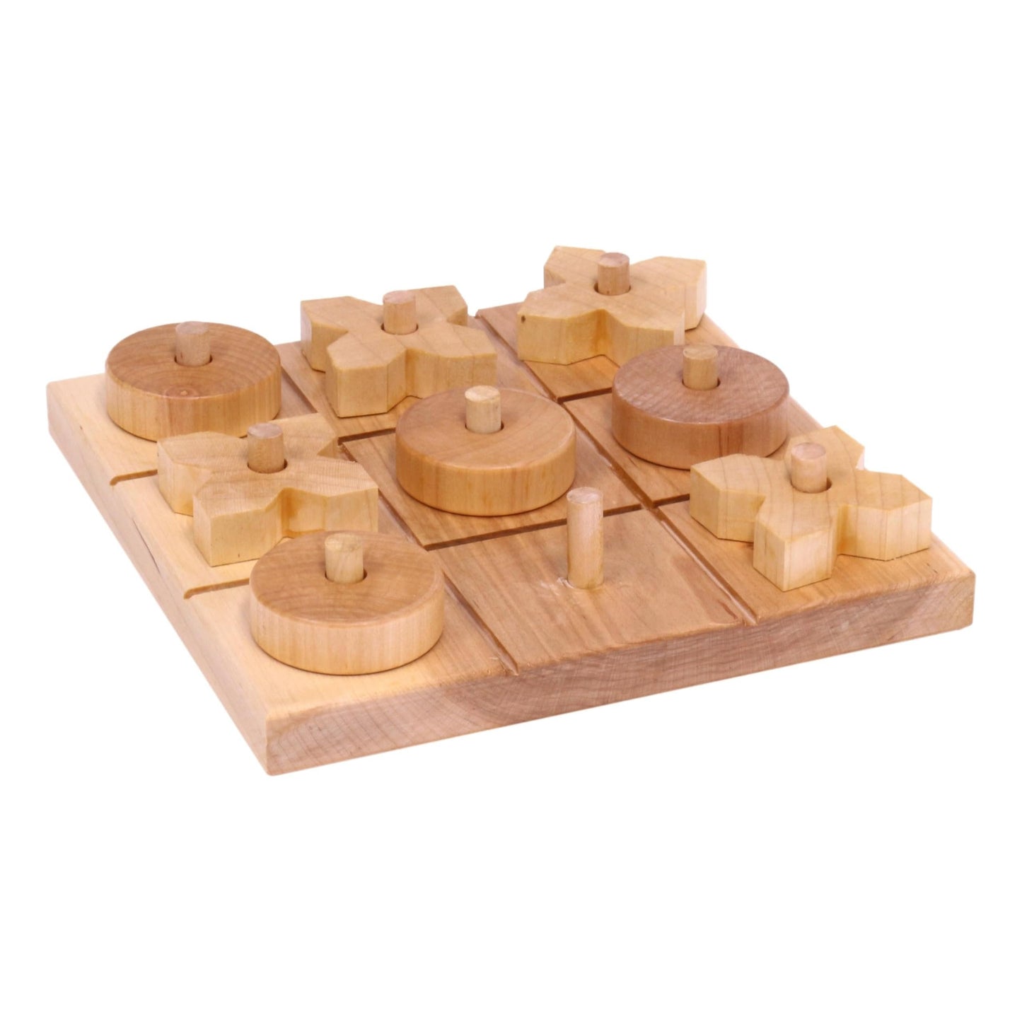 Amish Wooden Tic Tac Toe Game With 8 Wooden X and O Game Pieces,  Made