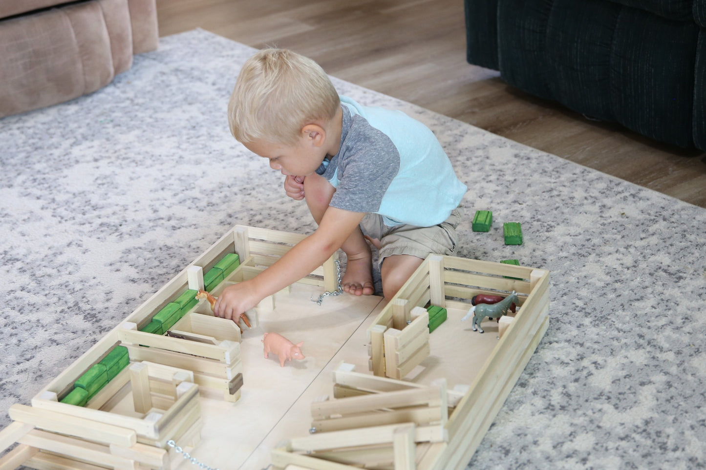 Amish Wooden Folding Stock Yard Farm Toy, Unfinished