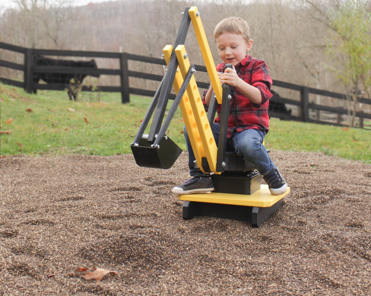 Amish Sand Digger Excavator Toy, with Movable Levers and Metal Digging Bucket