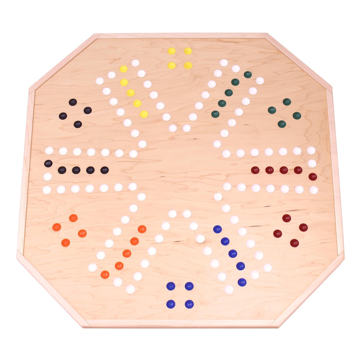 Amish Wooden Marble Chase Board Game Set - 25" Wide Board - Double-Sided