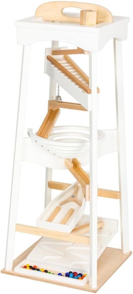 Amish Pyramid Marble Tower Run Wooden Toy 39" High Marbles Included