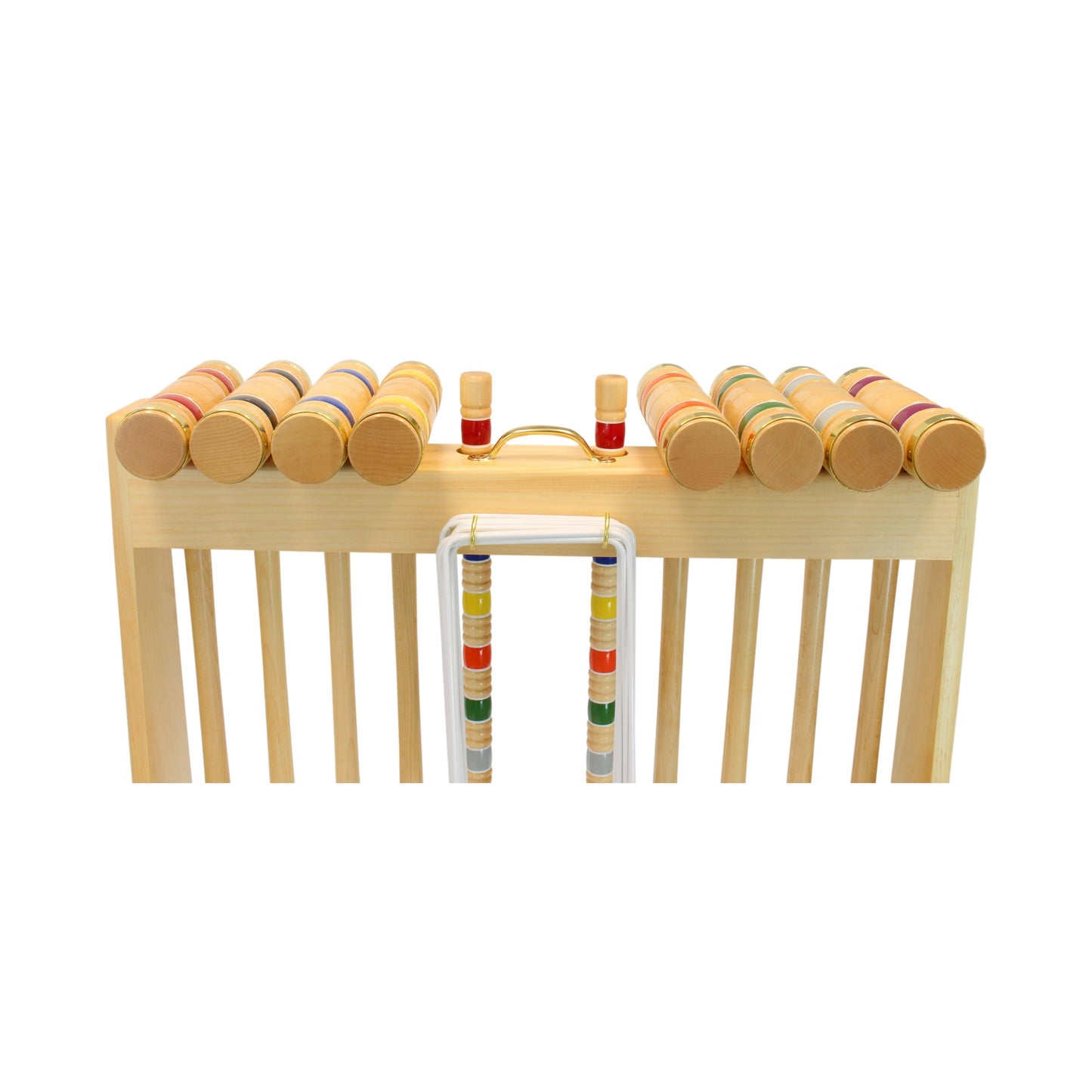 Amish Deluxe 8-Player Croquet Game Set Wooden Holder or Duffel Carry Bag