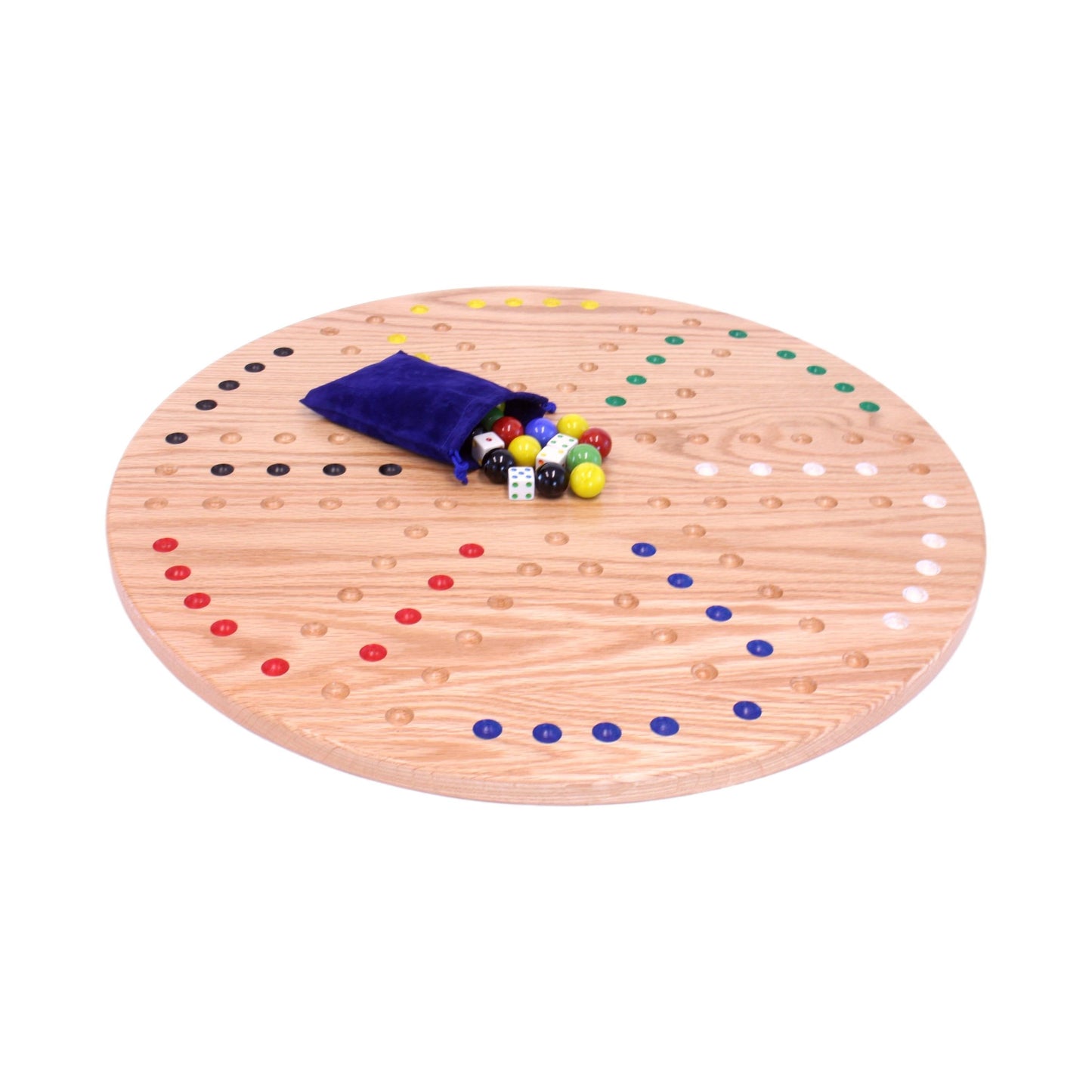 Amish Round Aggravation Game Board Set - Solid Oak Wood - Double-Sided
