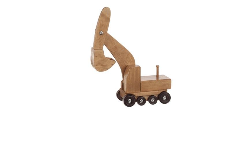 Amish Wooden Excavator Toy, Child-Safe Finish