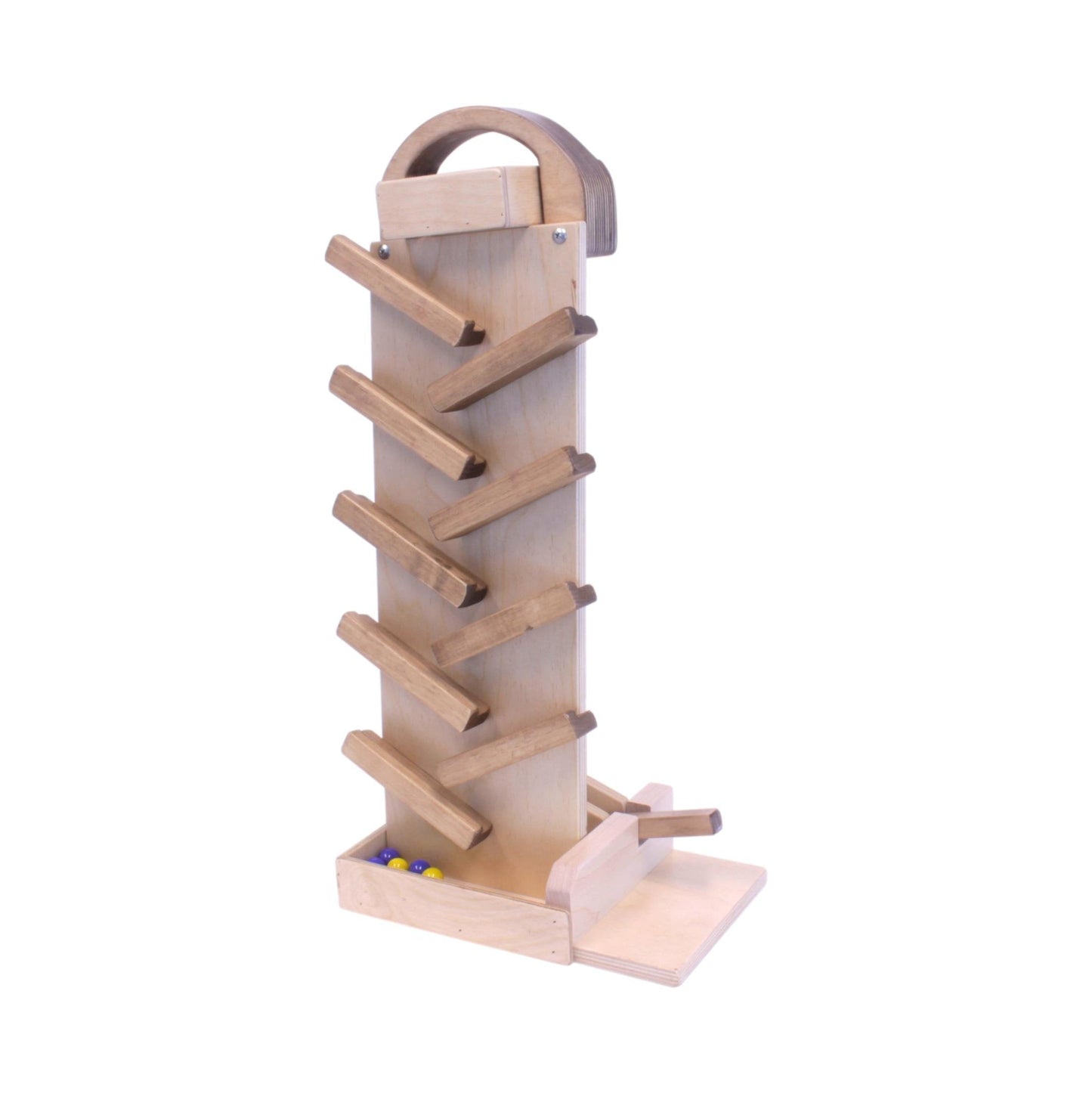 Amish NEW! Wooden Marble Launcher Toy with Glass Marbles