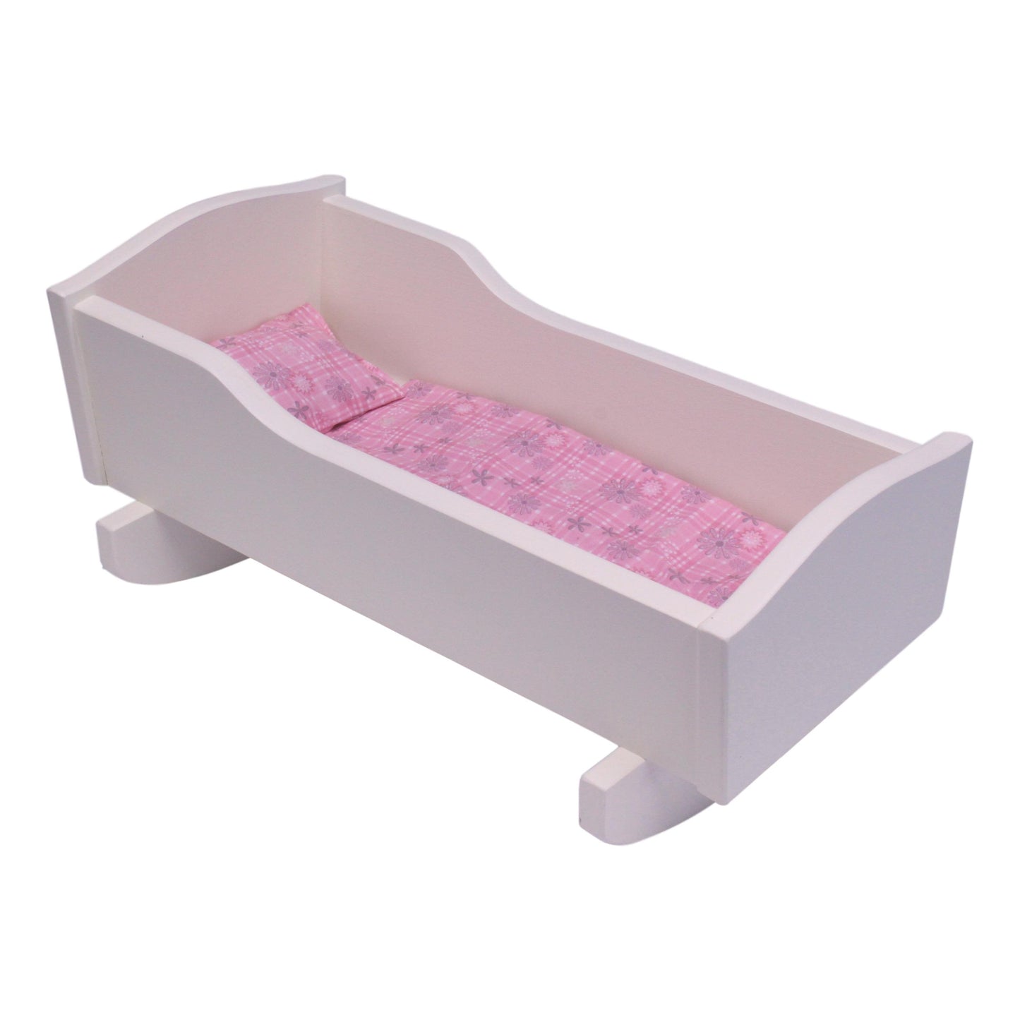 Amish Wooden Rebekah's Collection Doll Cradle with Blanket Set