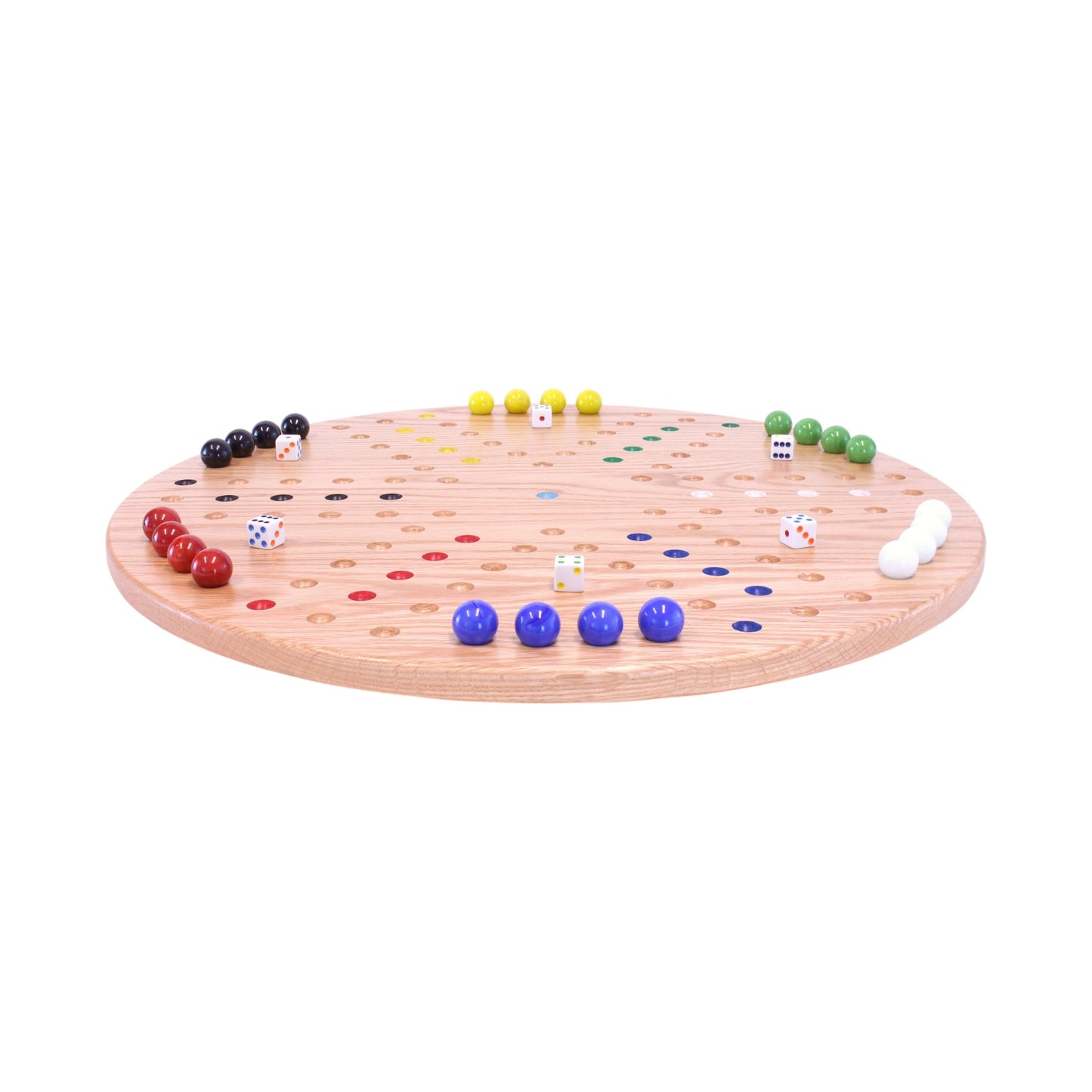 Amish Round Aggravation Game Board Set - Solid Oak Wood - Double-Sided