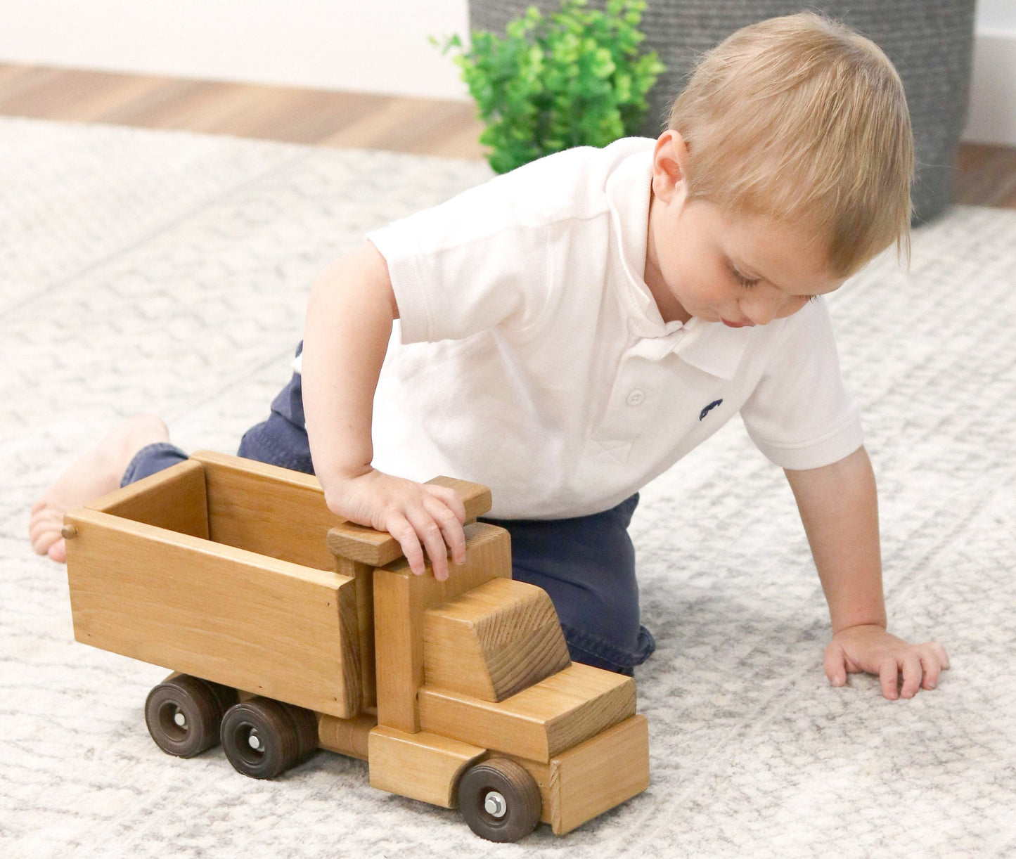 Amish Wooden Toy Dump Truck Kid-Safe Finish