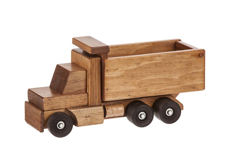 Amish Wooden Toy Dump Truck Kid-Safe Finish