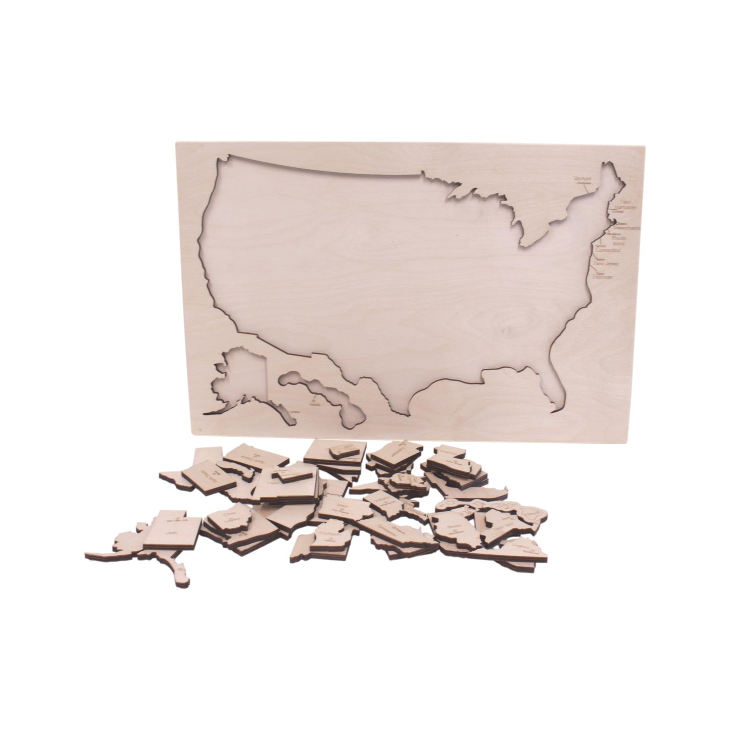 Amish USA States Map Wooden Floor Puzzle with Frame, 20" Wide