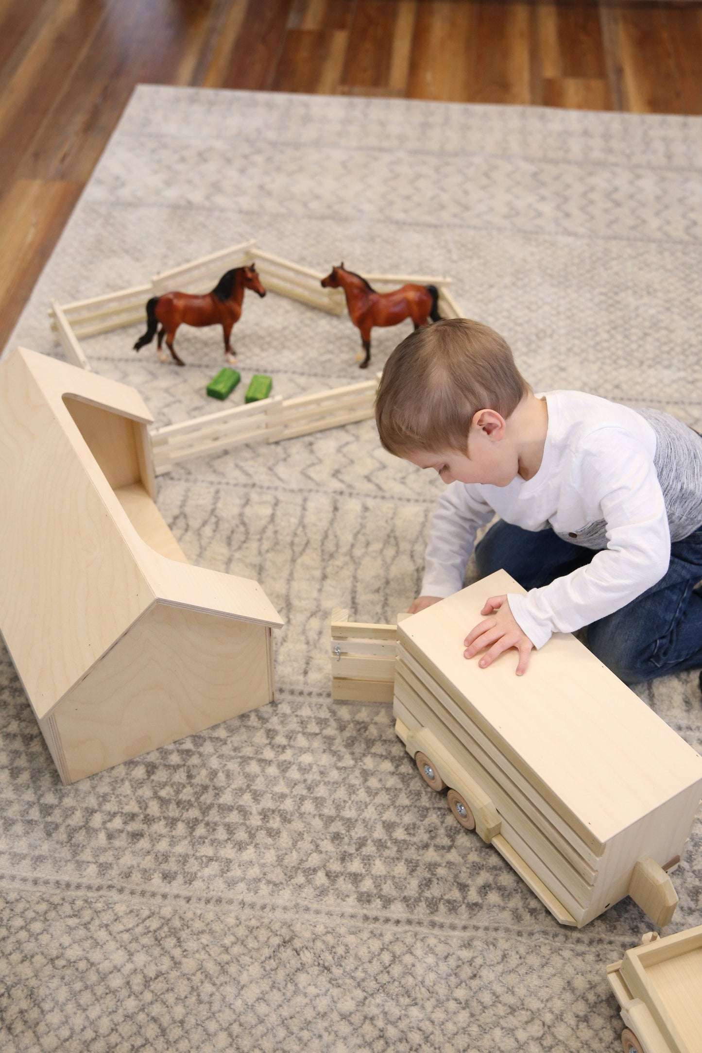Amish Wooden  Ranch Shed Barn Toy, Unfinished Wood