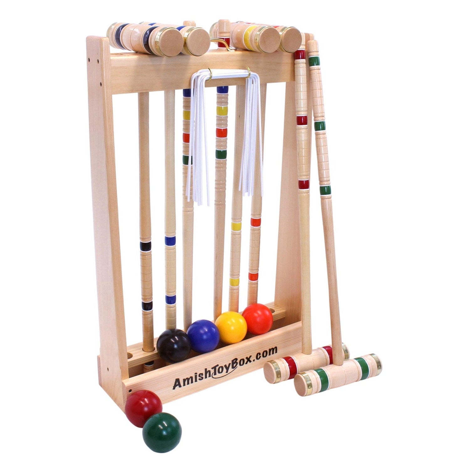 Amish Deluxe Croquet Game Set, 6 Player  With Wooden Holder