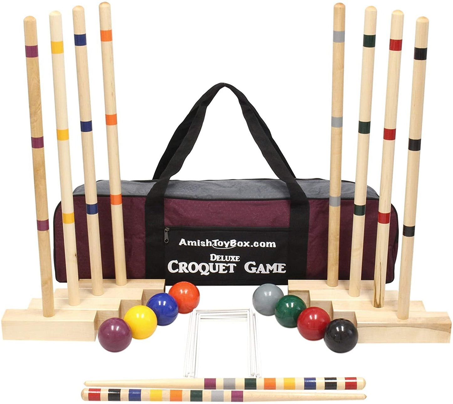 AmishFamily Tradition Croquet Set, 8-Player Wooden Croquet Game