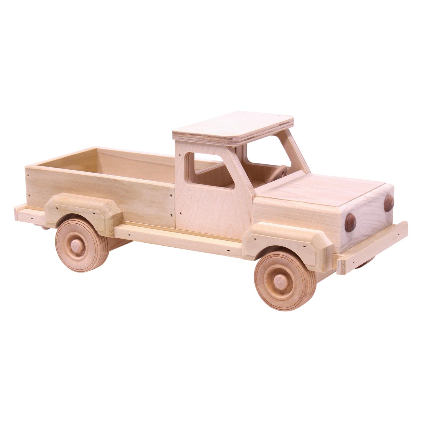 Amish Wooden Pickup Truck Toy with Hitch, Unfinished