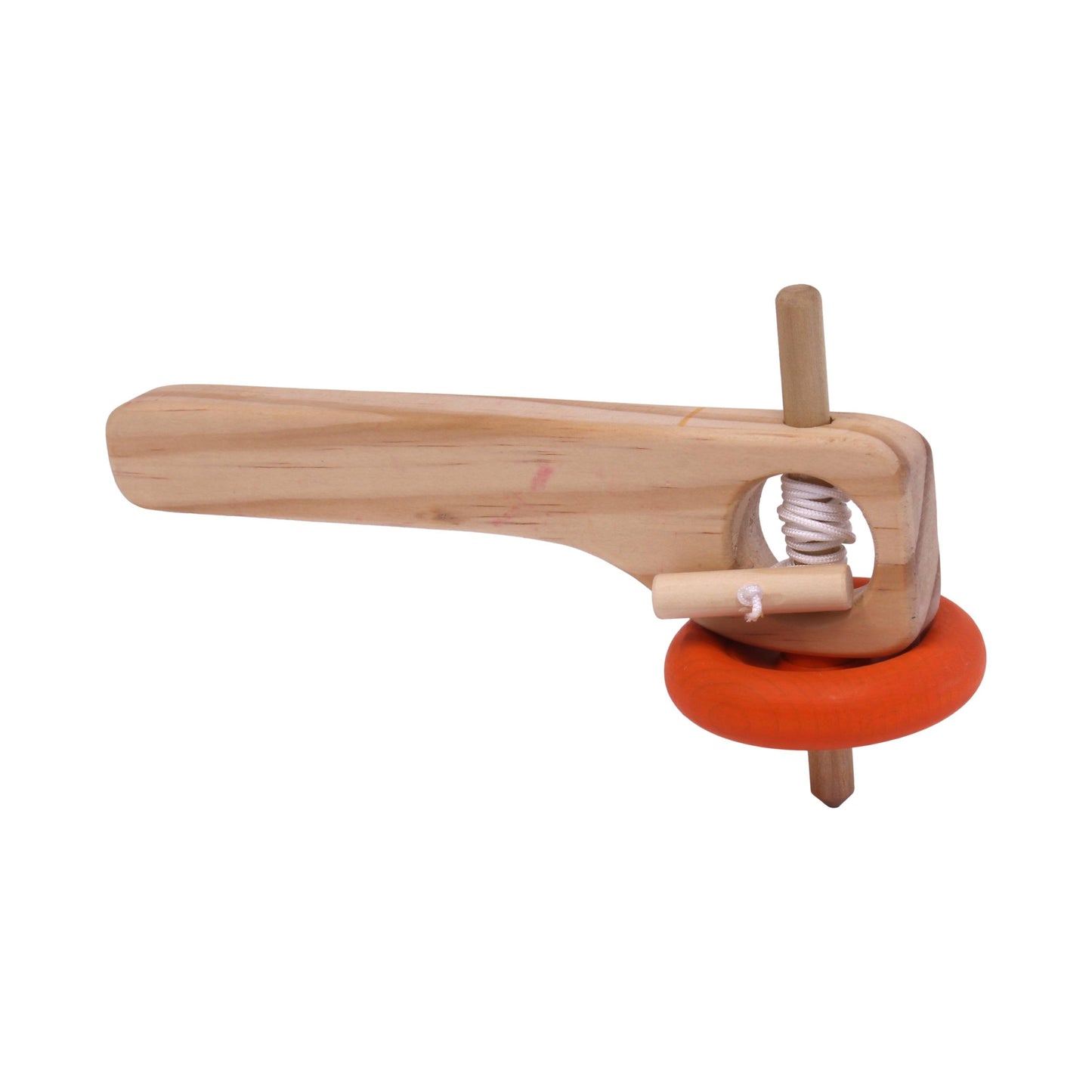 Amish Spinning Wooden Top Toy with Handle and Pull String