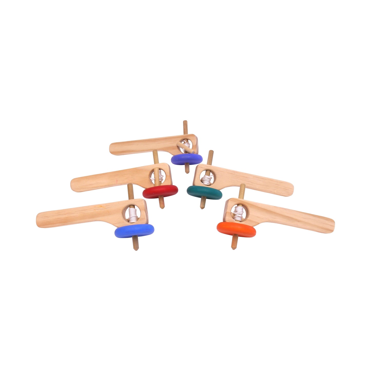 Amish Spinning Wooden Top Toy with Handle and Pull String