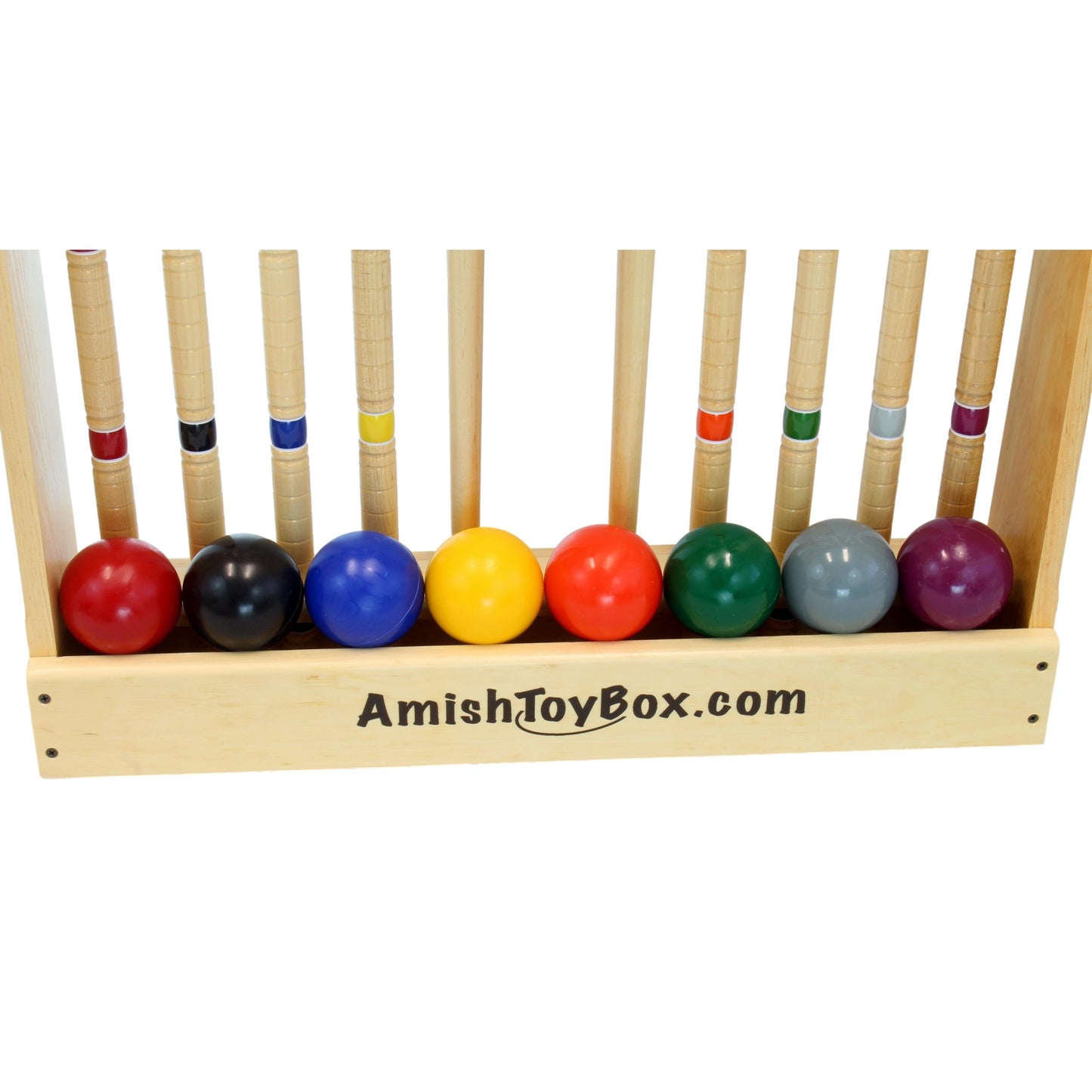 Amish Deluxe 8-Player Croquet Game Set Wooden Holder or Duffel Carry Bag