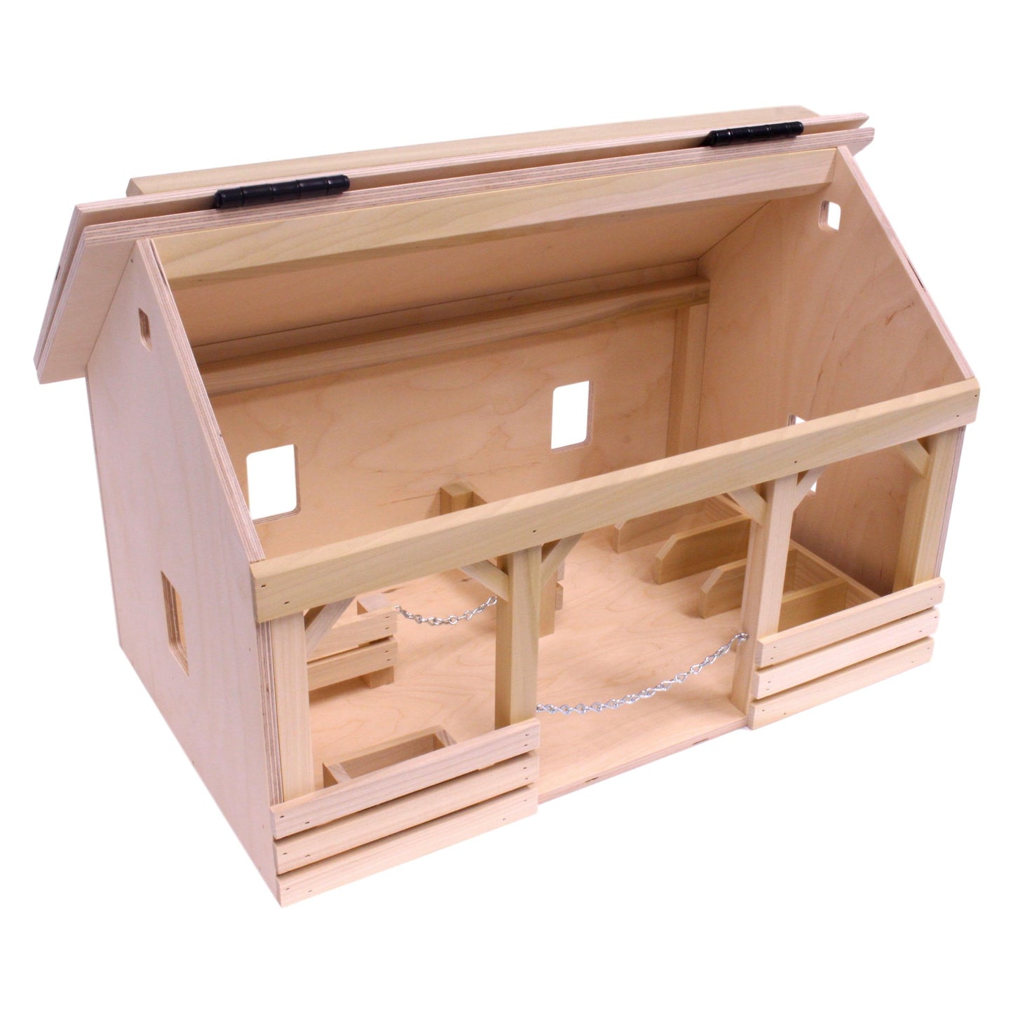AmishLarge A-Frame Barn Toy with Hay Loft, Realistic Wooden Toy Barn