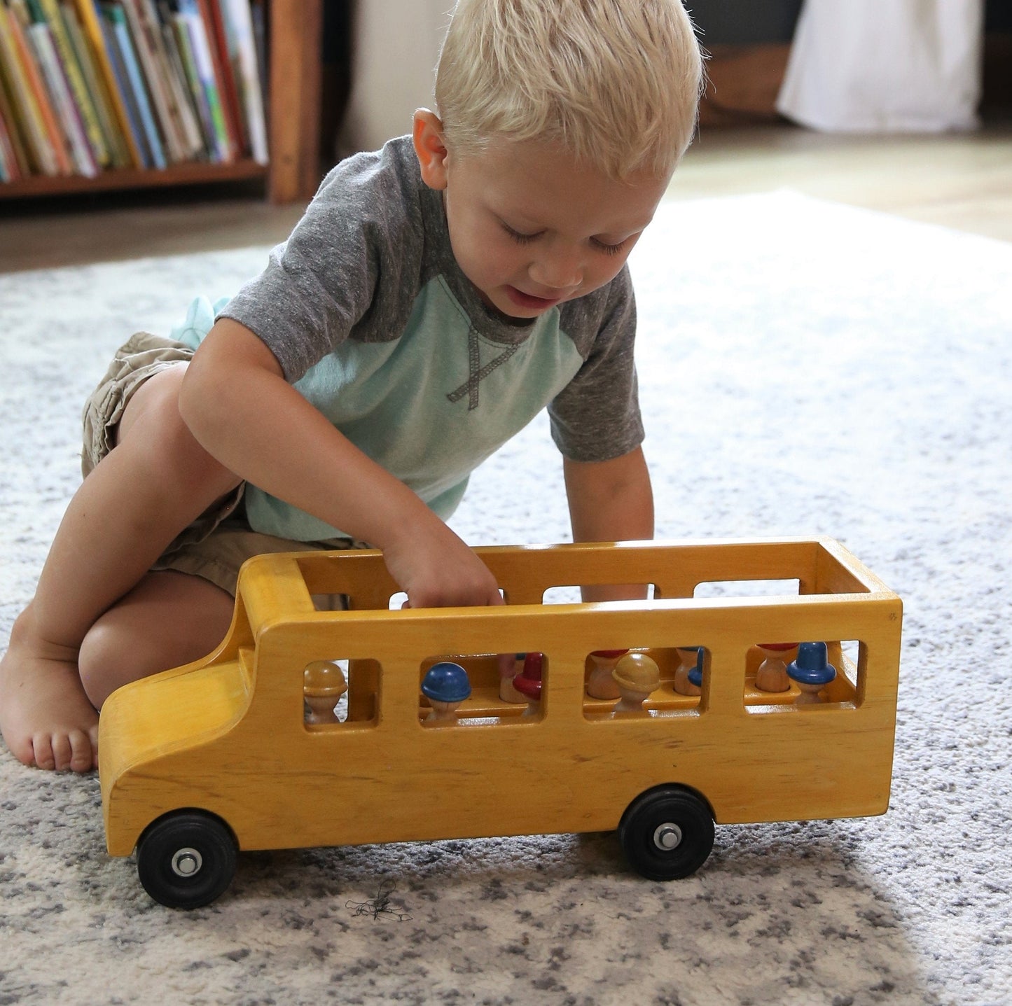 Amish Wooden School Bus Toy Child Safe Finish